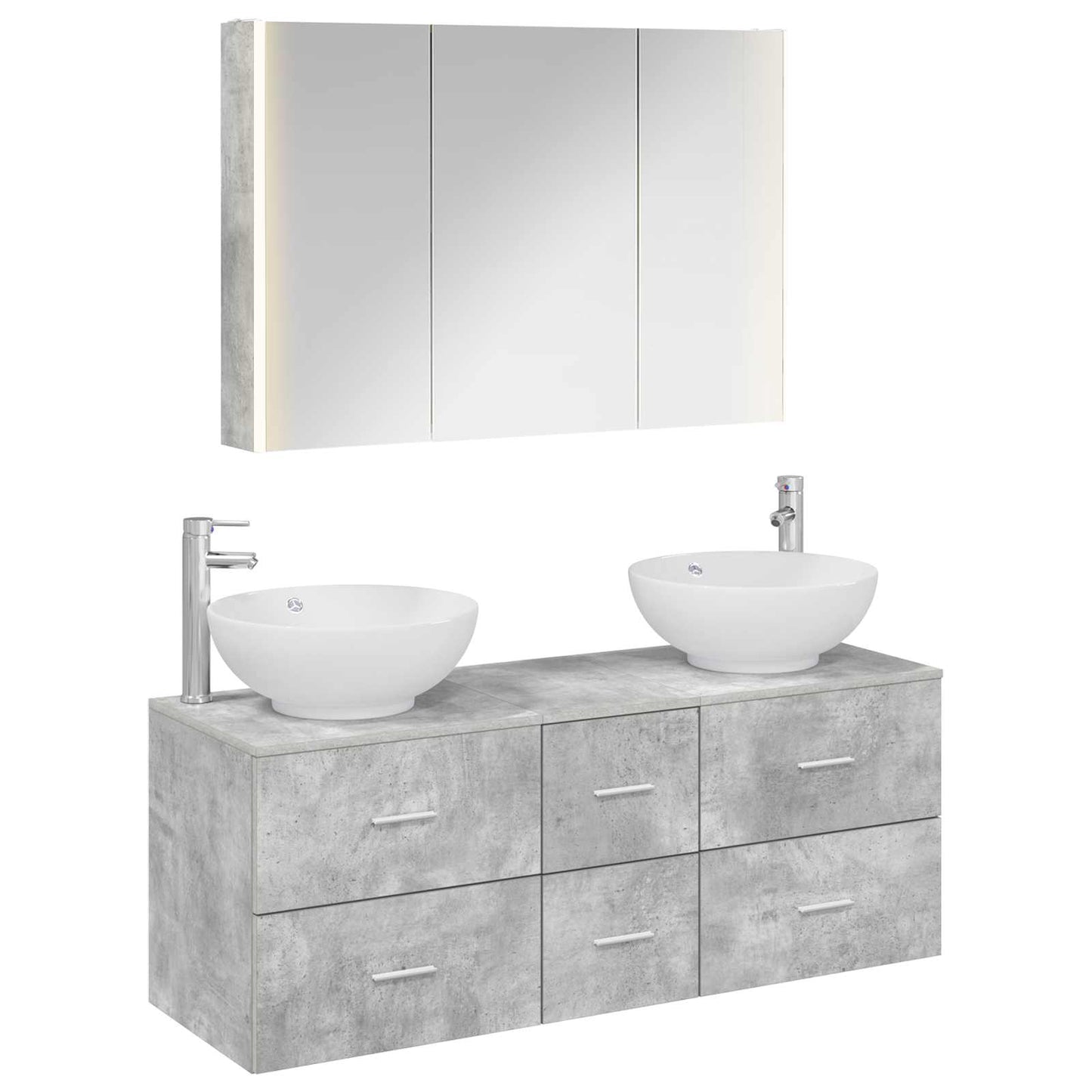 Bathroom Furniture Set 4 pcs Concrete Grey