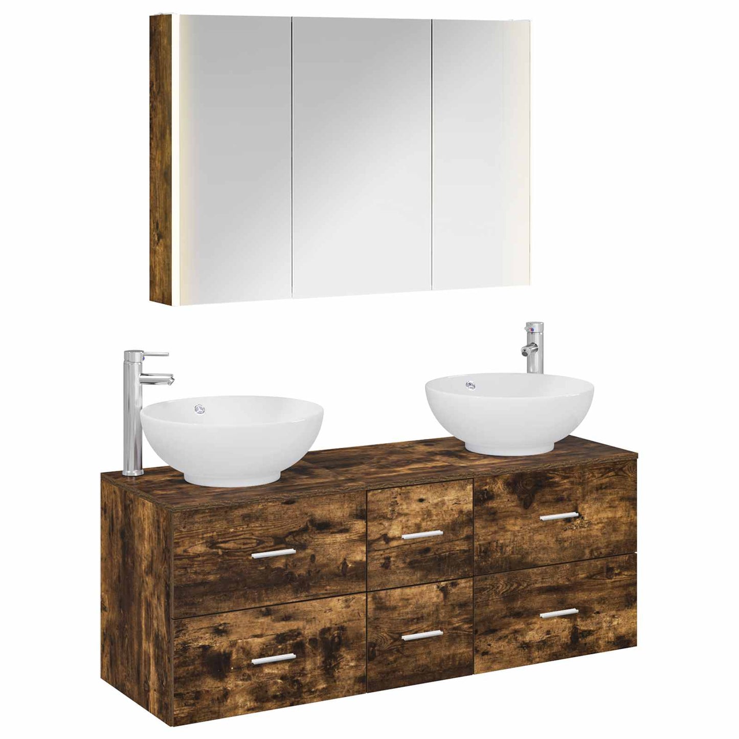 Bathroom Furniture Set 4 pcs Smoked Oak