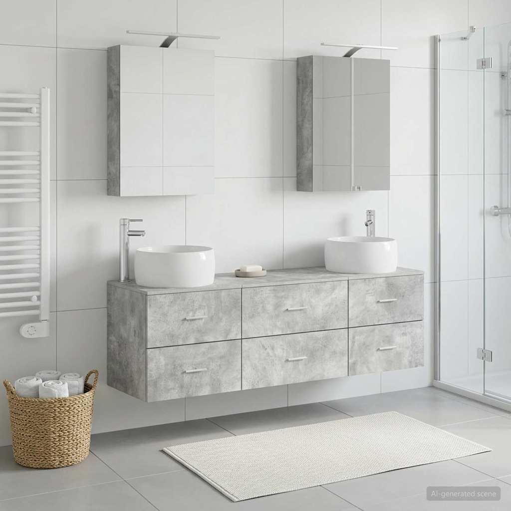 Bathroom Furniture Set 5 pcs Concrete Grey