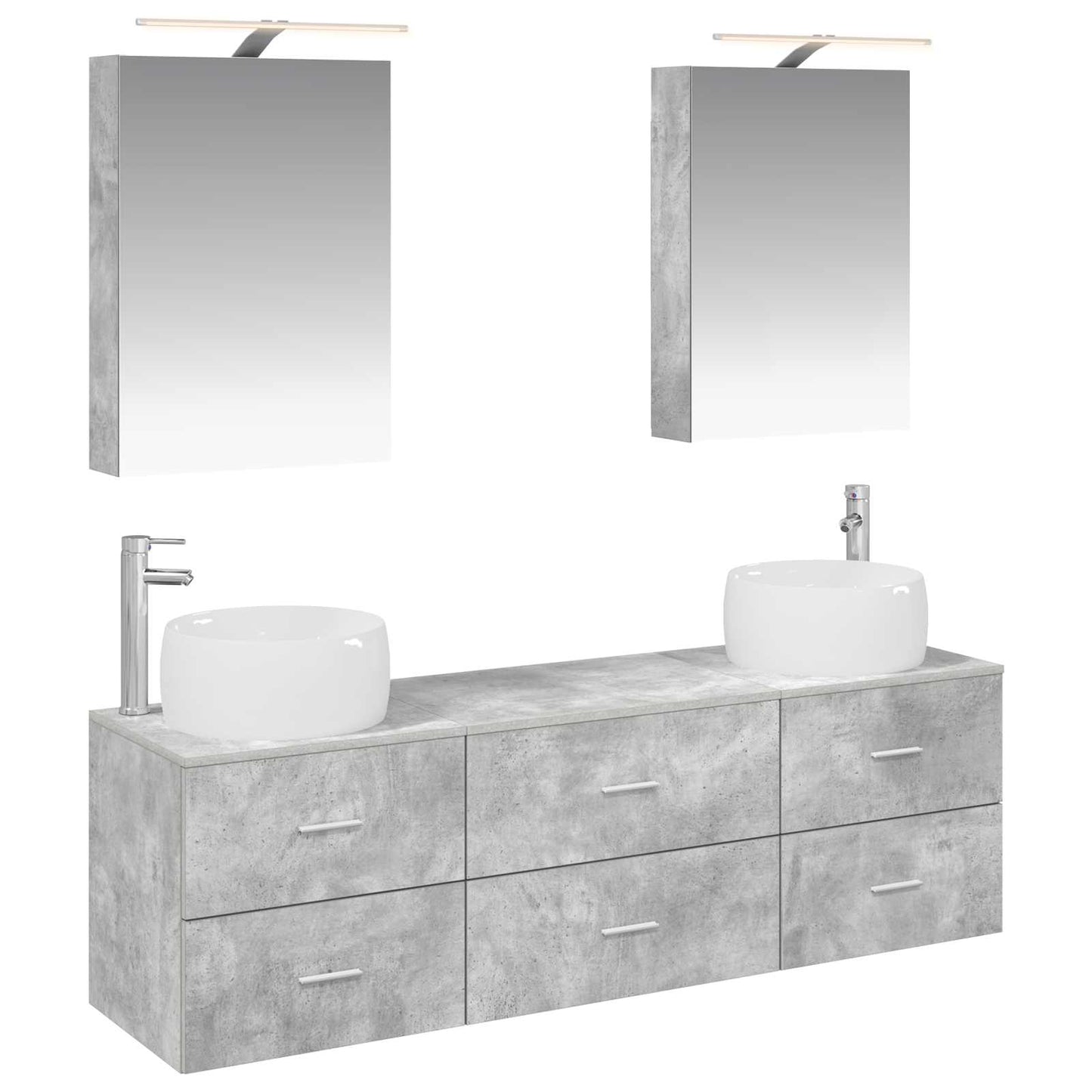 Bathroom Furniture Set 5 pcs Concrete Grey