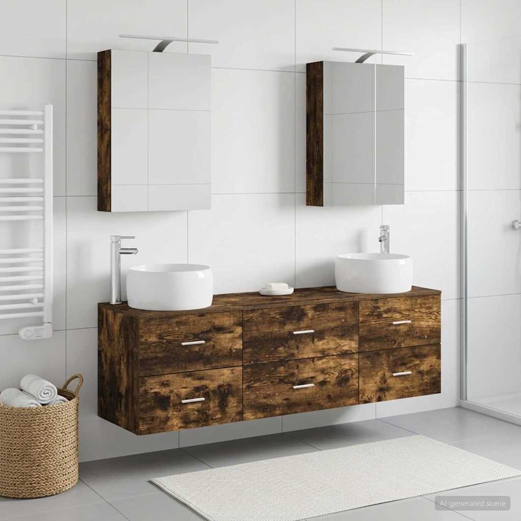 Bathroom Furniture Set 5 pcs Smoked Oak