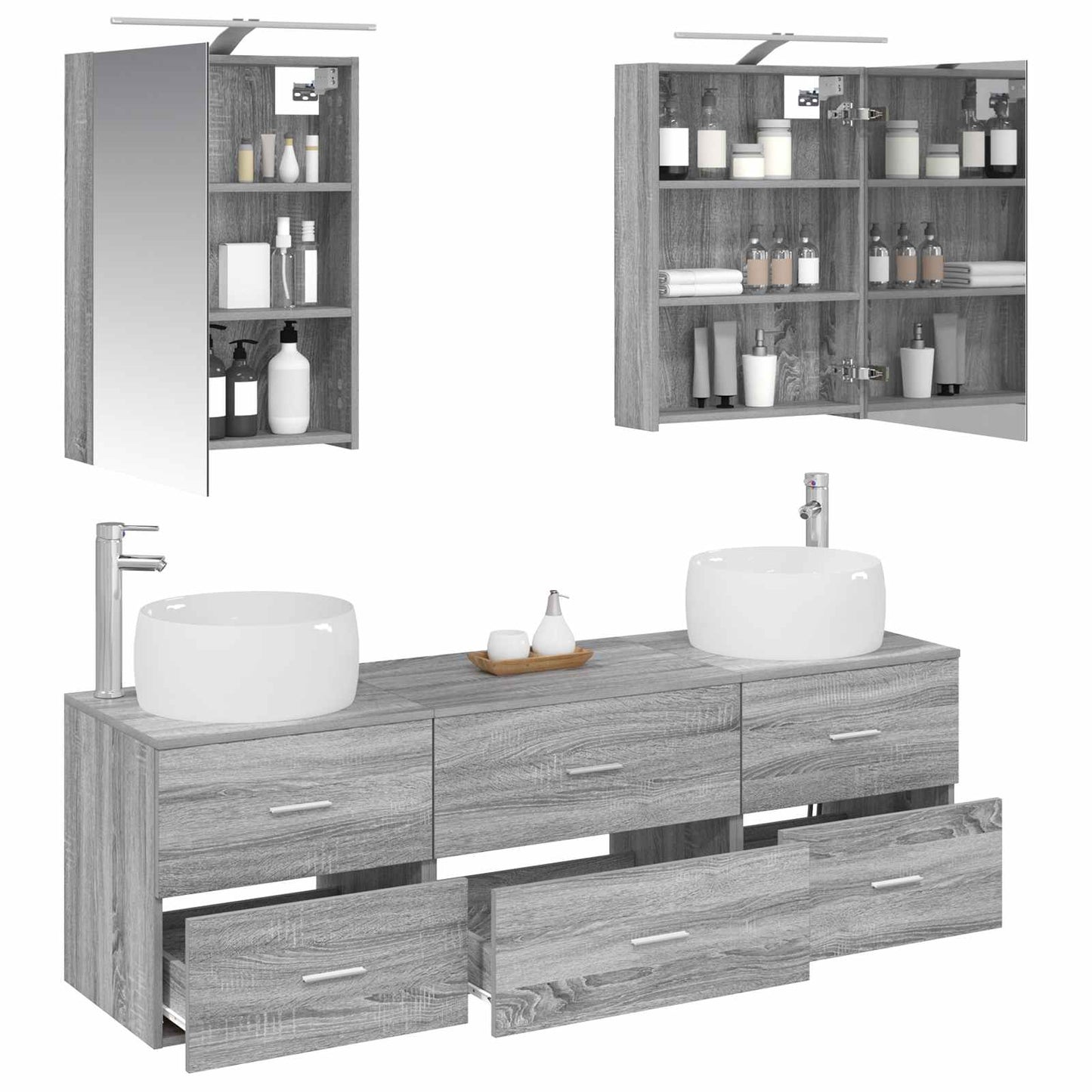 Bathroom Furniture Set 5 pcs Grey Sonoma
