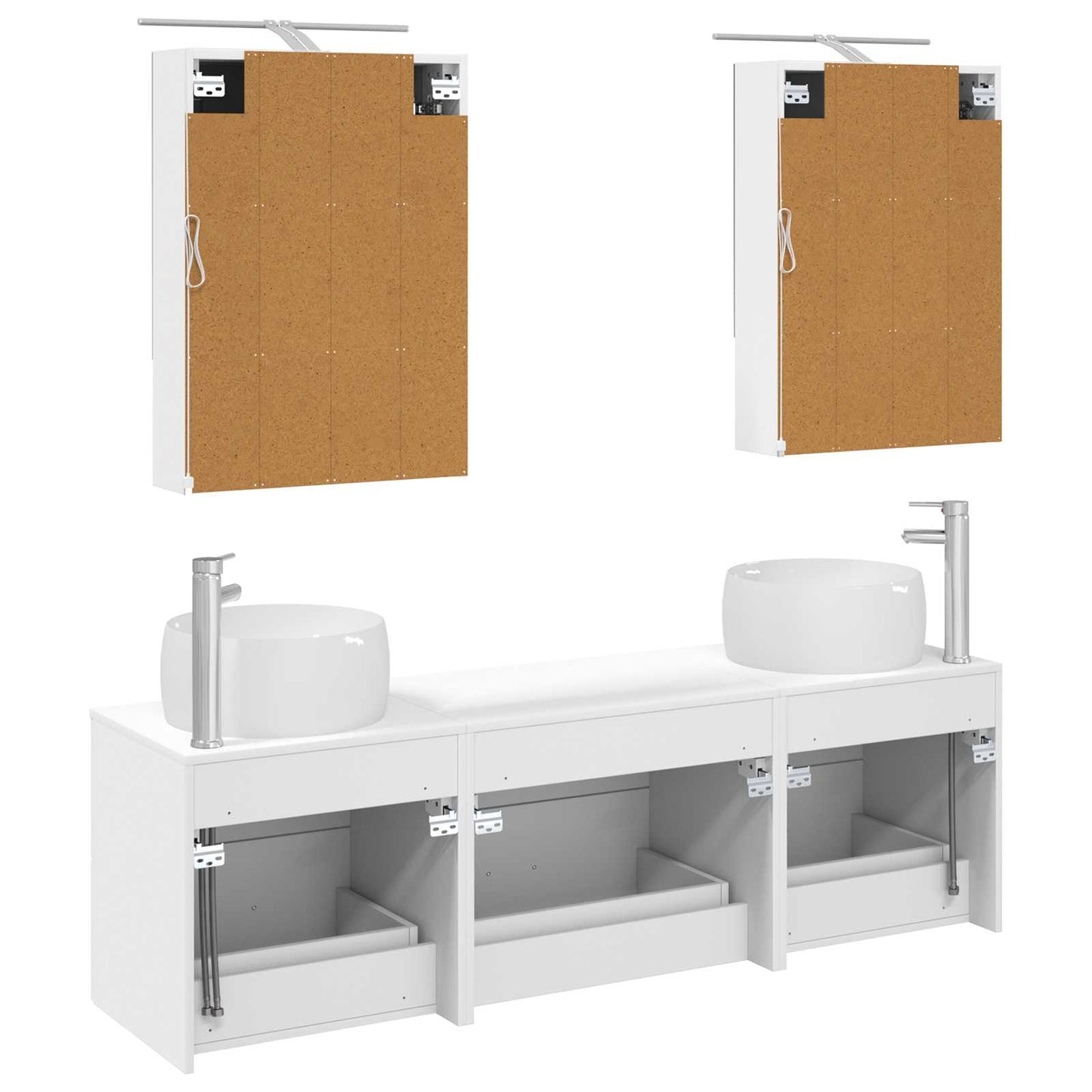 Bathroom Furniture Set 5 pcs White Engineered Wood and Glass