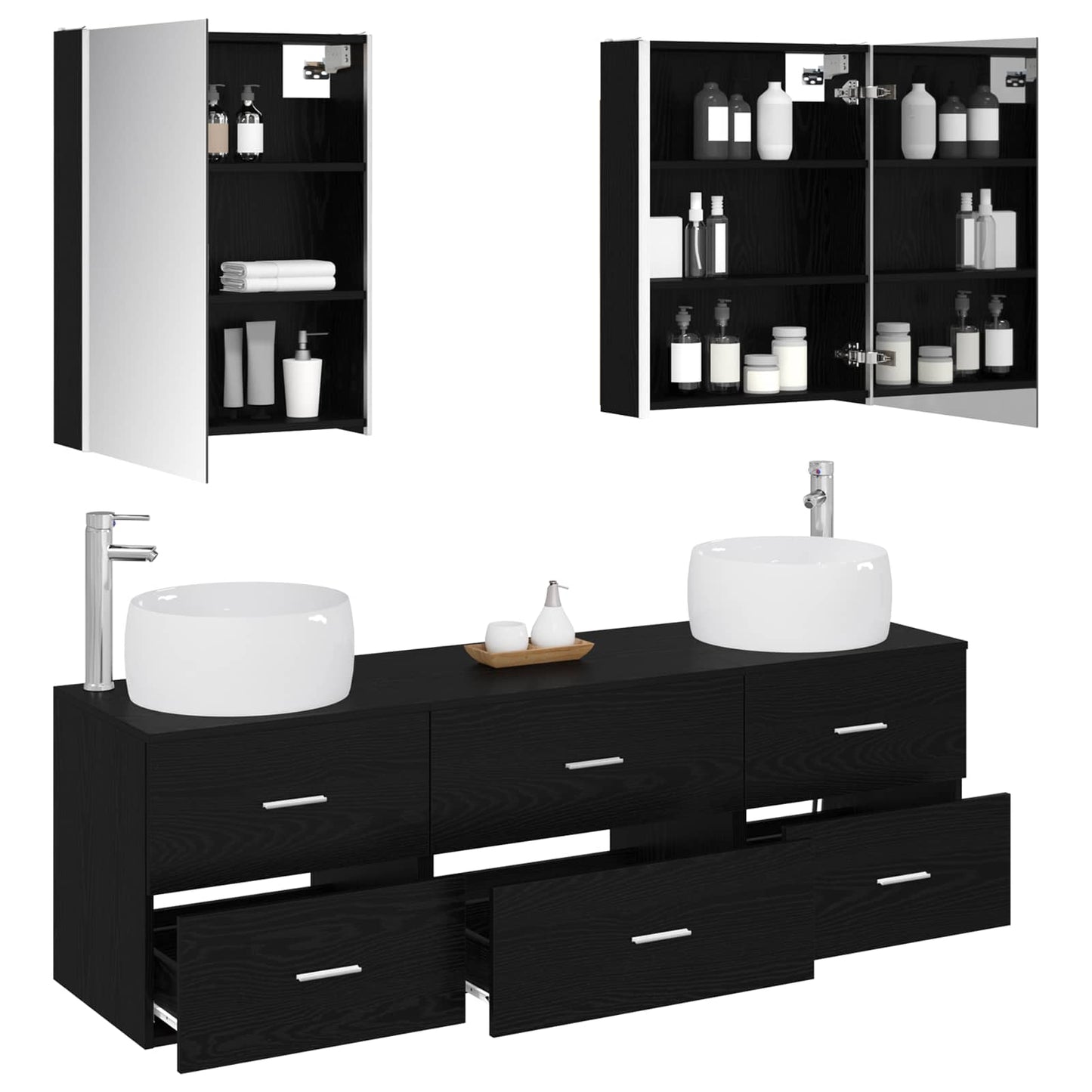 Bathroom Furniture Set 5 pcs Black Oak