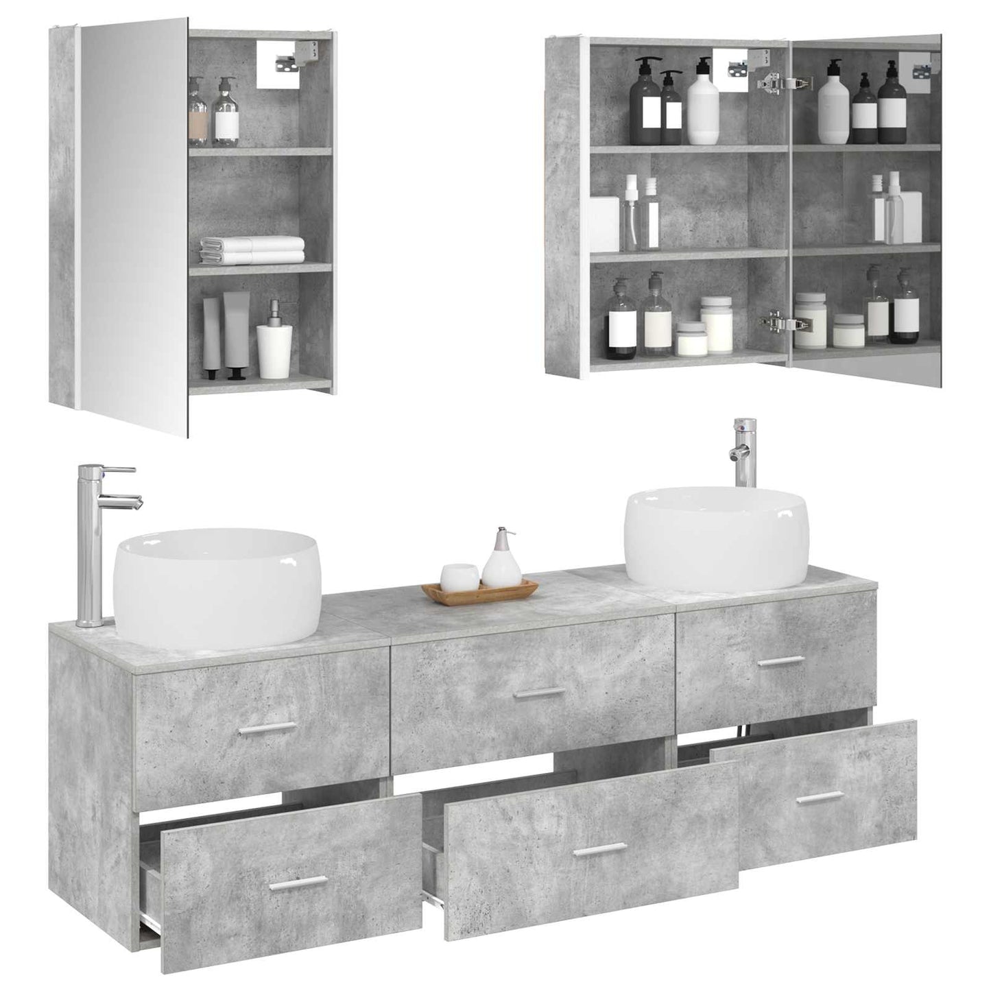 Bathroom Furniture Set 5 pcs Concrete Grey