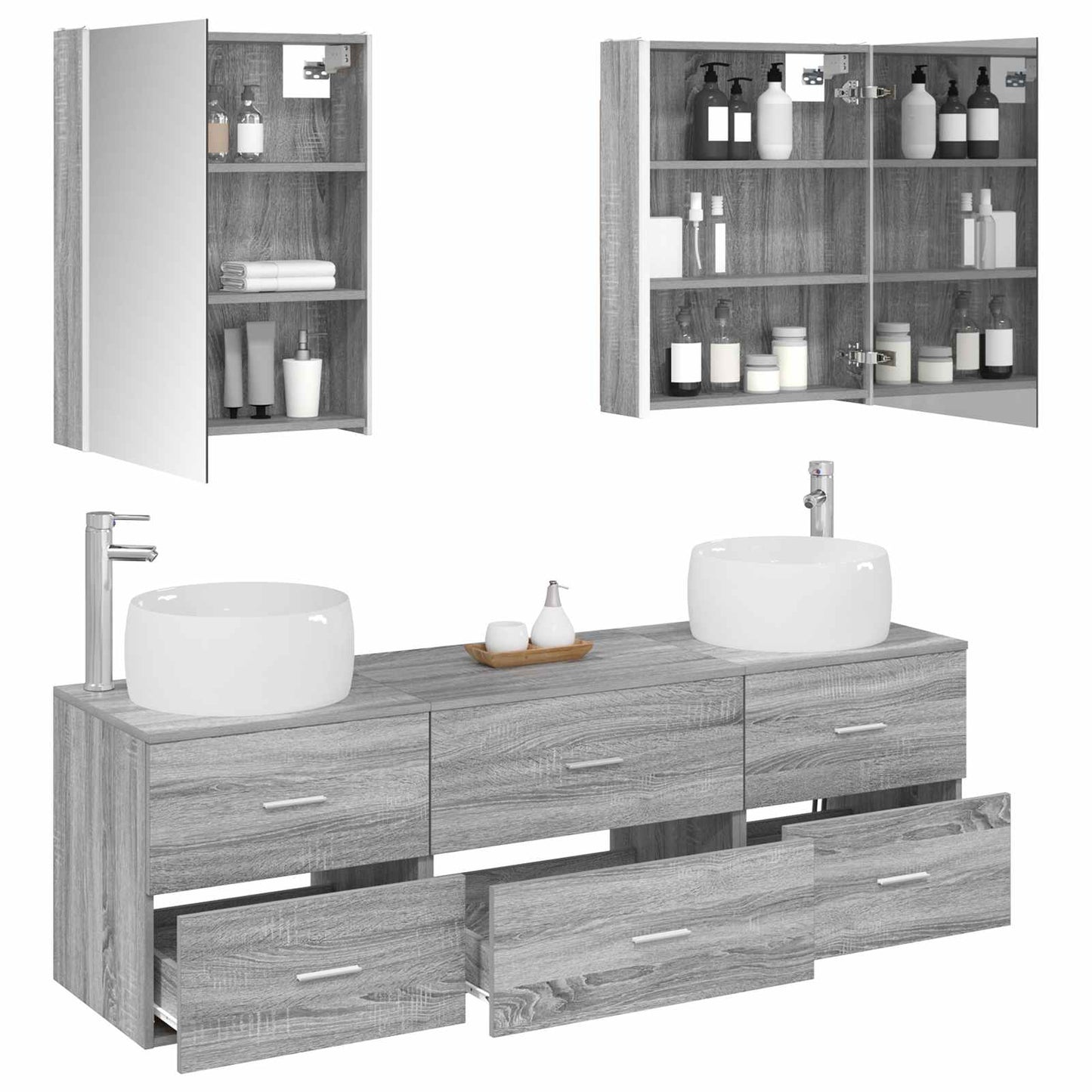 Bathroom Furniture Set 5 pcs Grey Sonoma