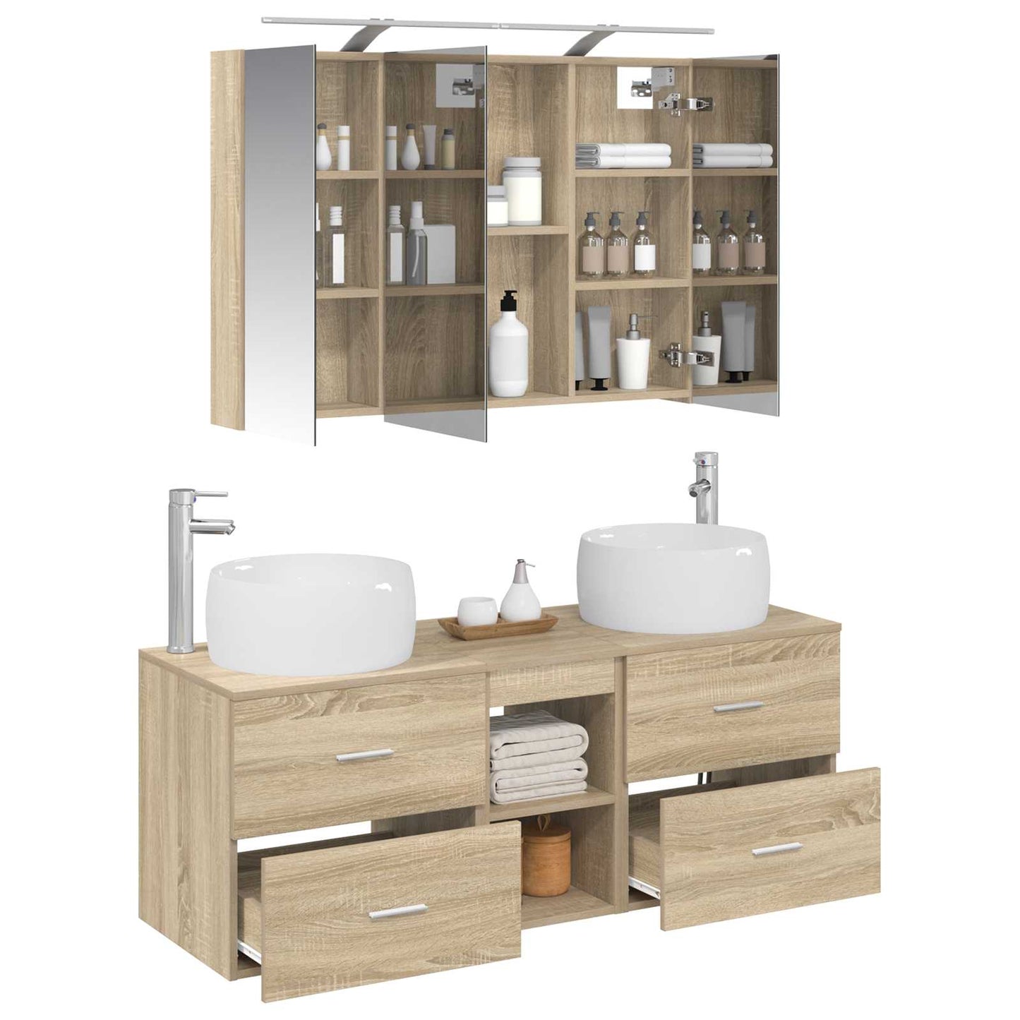 Bathroom Furniture Set 4 pcs Sonoma Oak