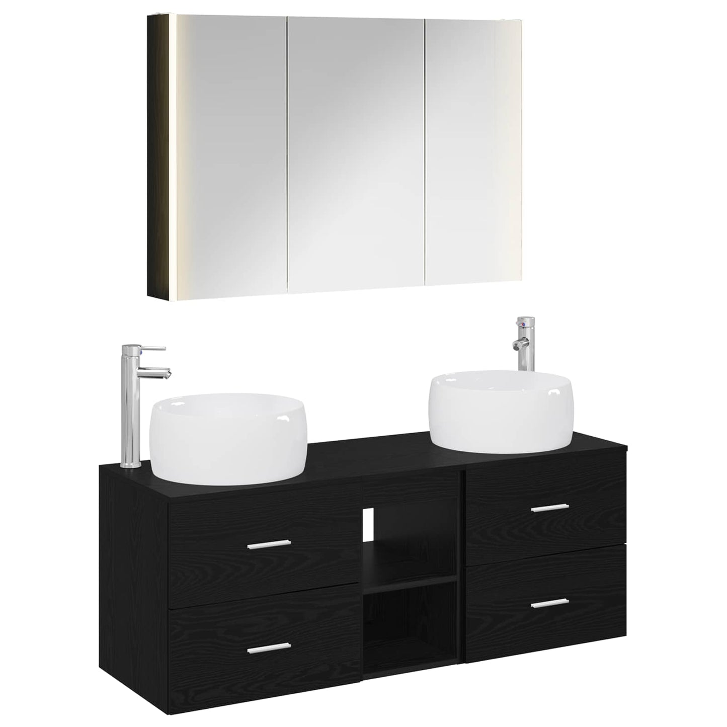 Bathroom Furniture Set 4 pcs Black Oak