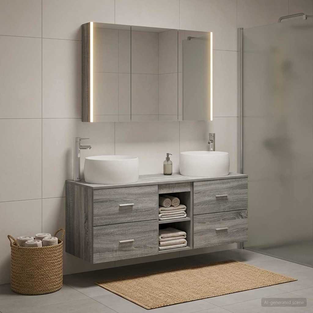 Bathroom Furniture Set 4 pcs Grey Sonoma