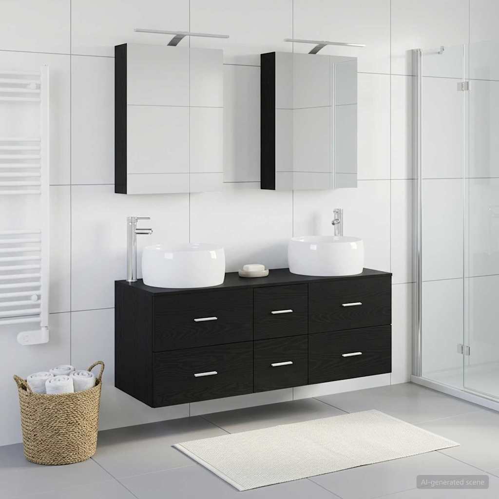 Bathroom Furniture Set 5 pcs Black Oak
