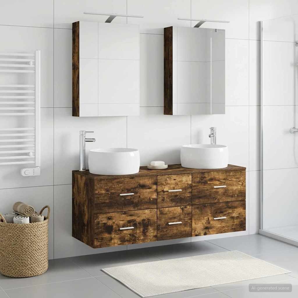 Bathroom Furniture Set 5 pcs Smoked Oak