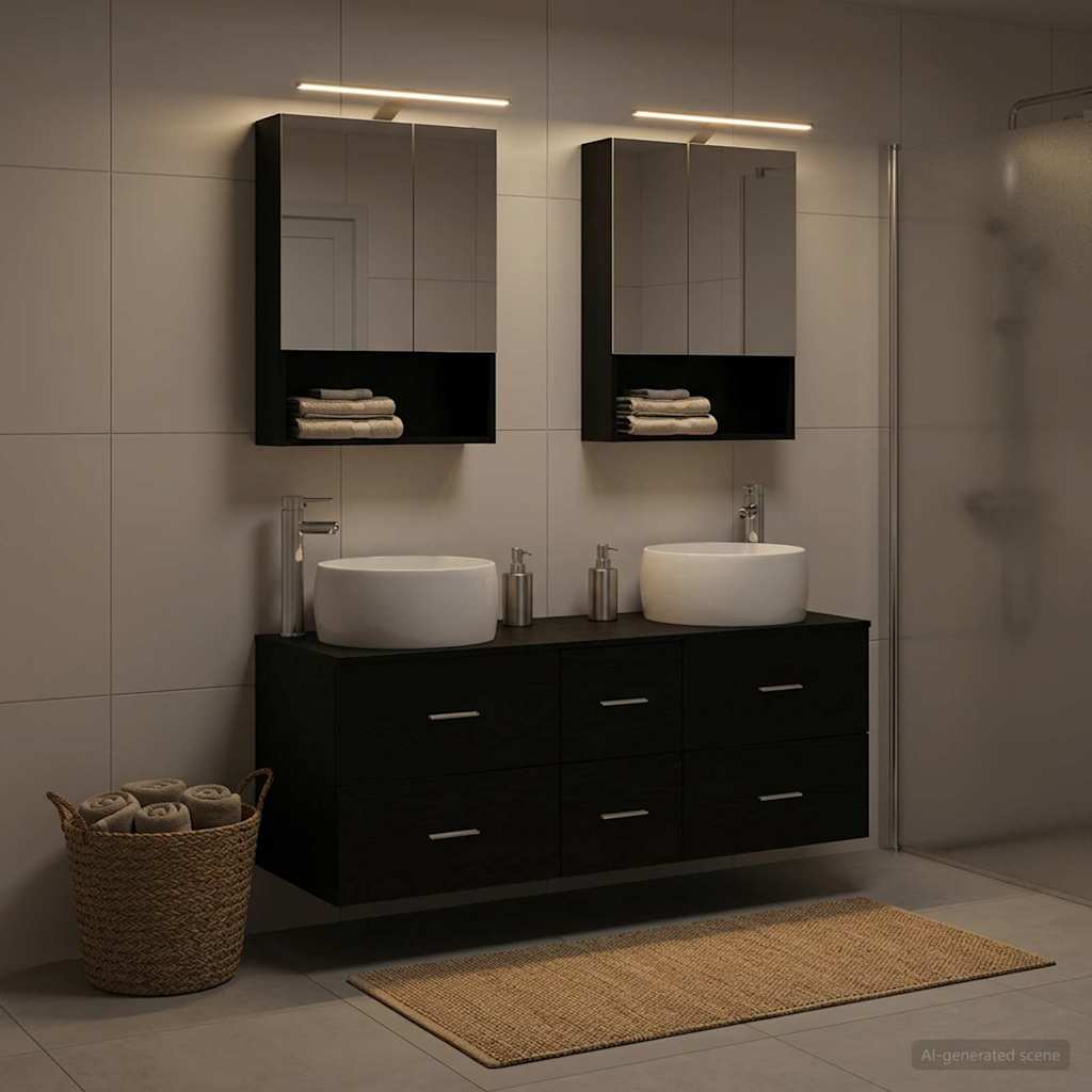 Bathroom Furniture Set 5 pcs Black Oak