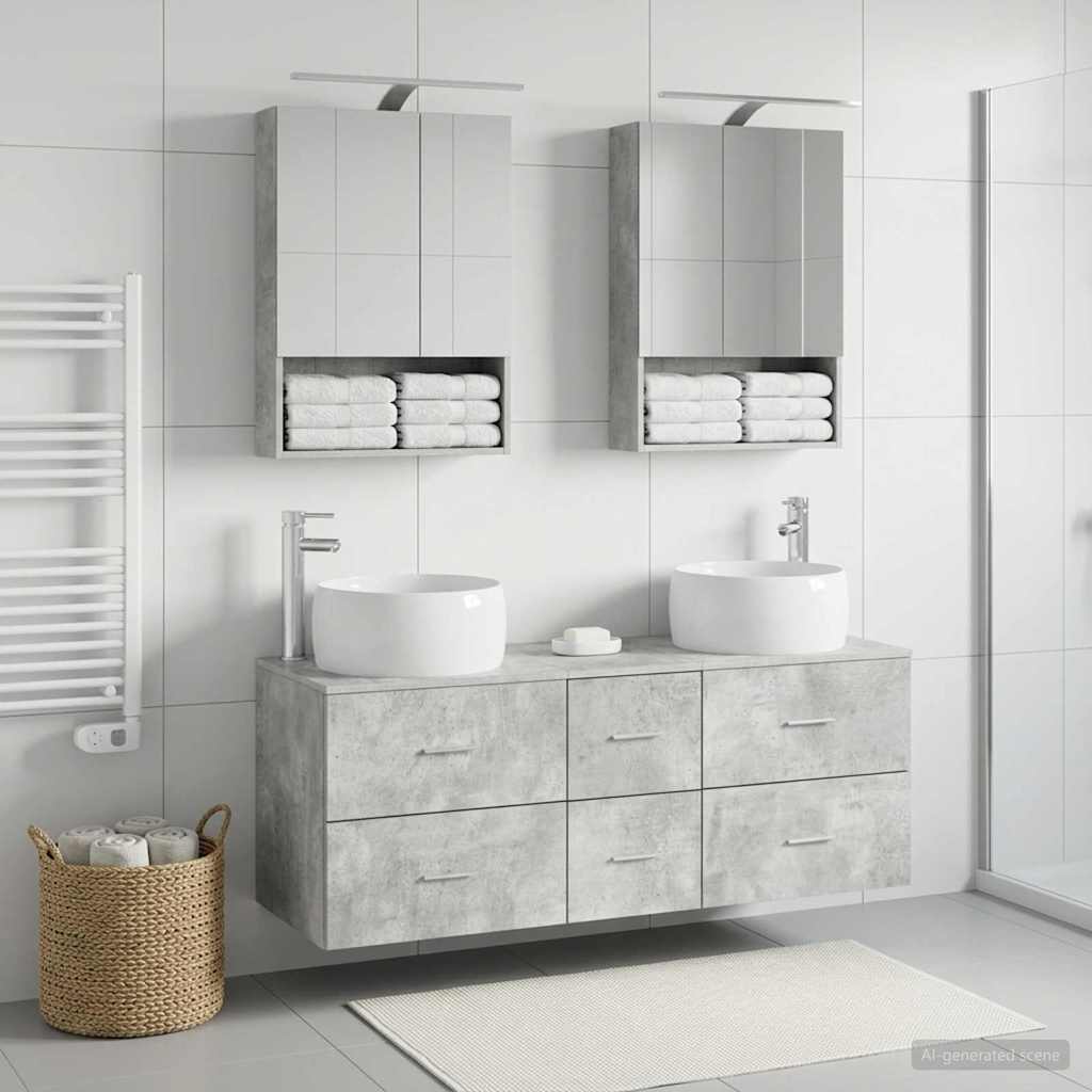 Bathroom Furniture Set 5 pcs Concrete Grey