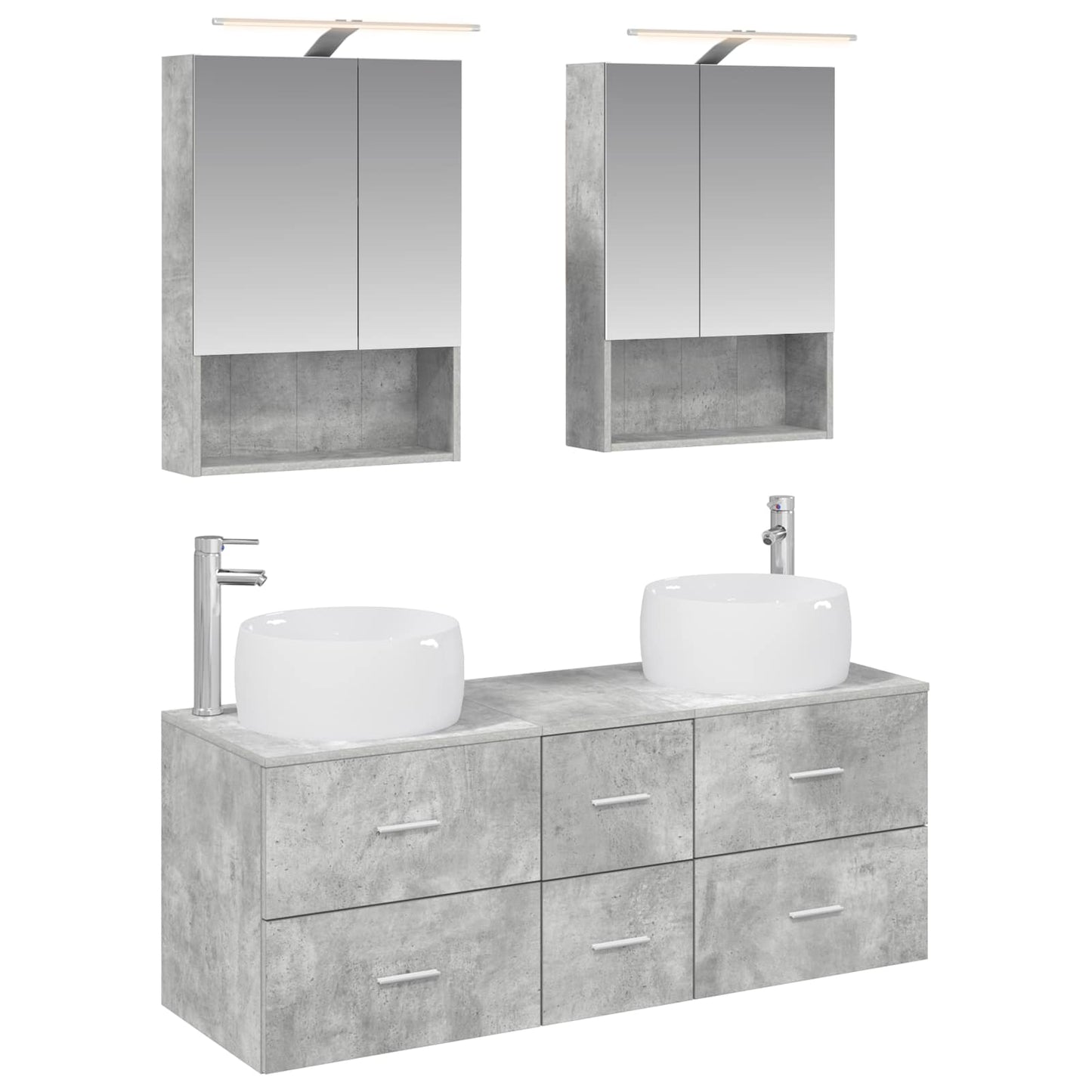 Bathroom Furniture Set 5 pcs Concrete Grey