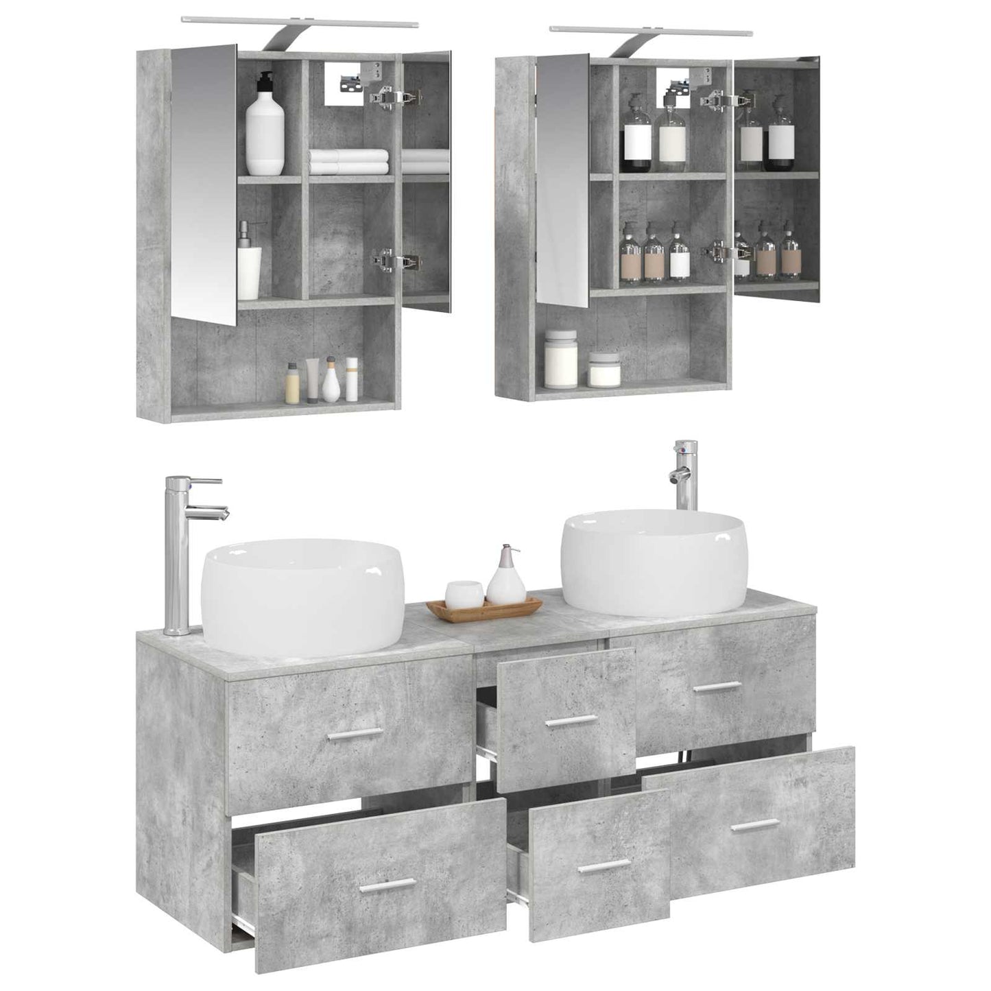 Bathroom Furniture Set 5 pcs Concrete Grey