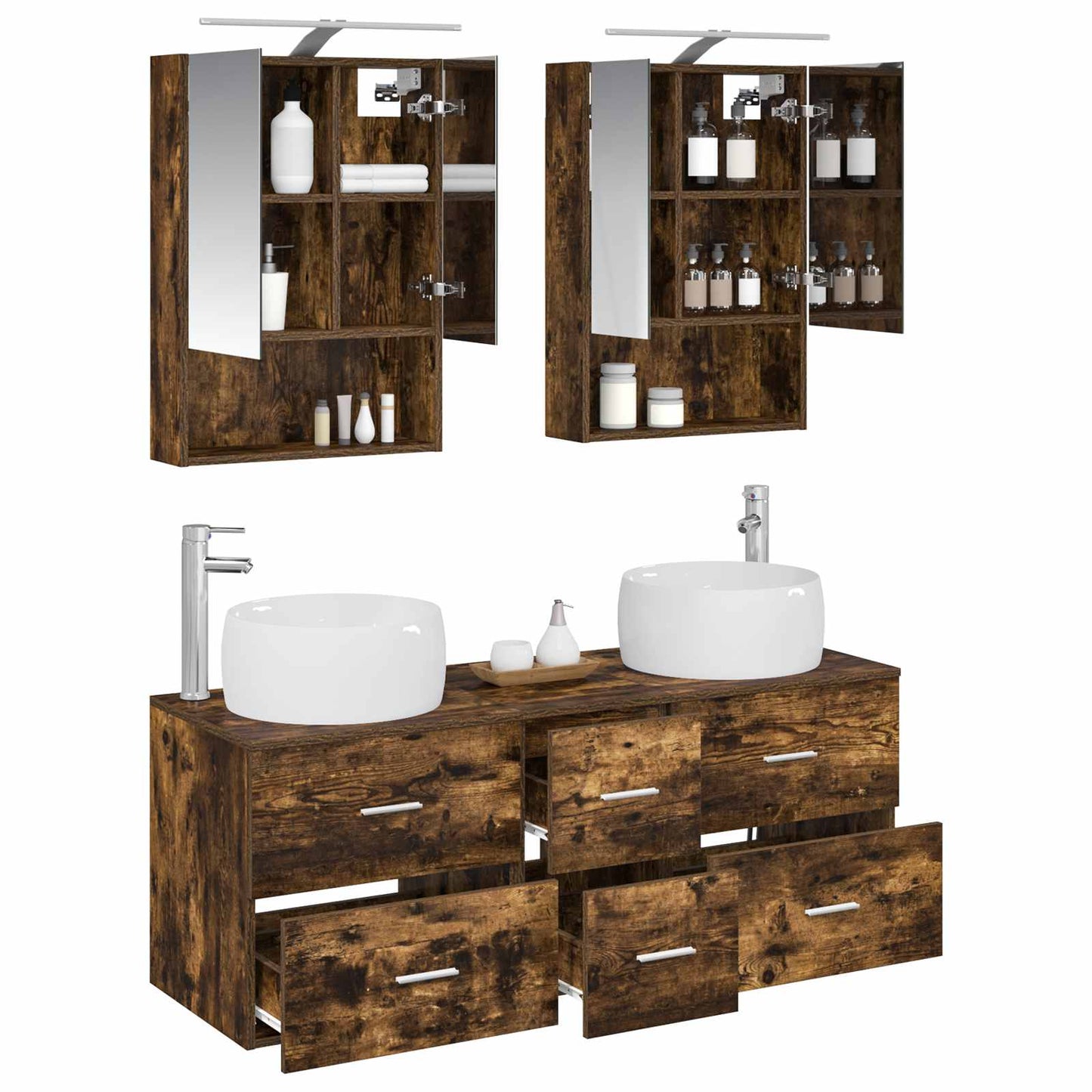 Bathroom Furniture Set 5 pcs Smoked Oak