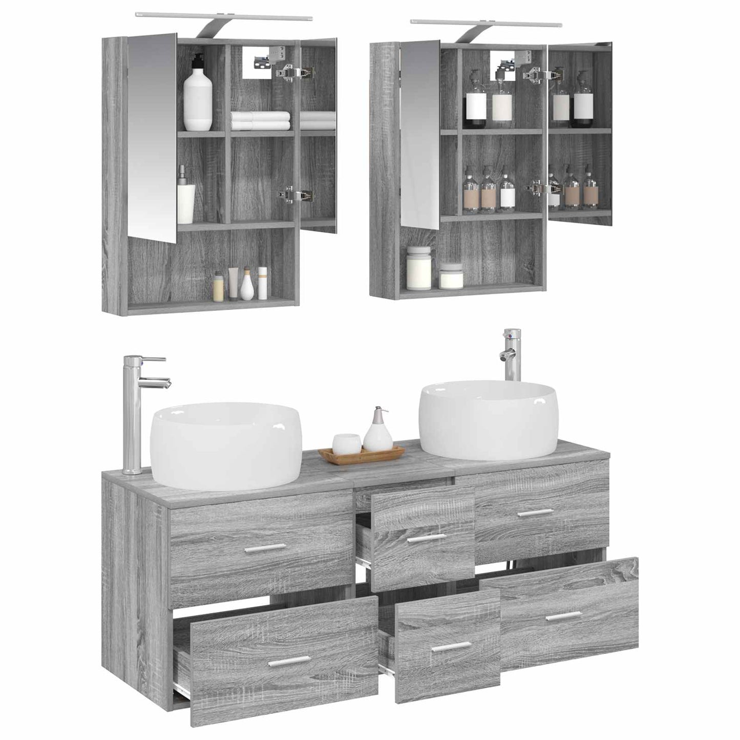 Bathroom Furniture Set 5 pcs Grey Sonoma