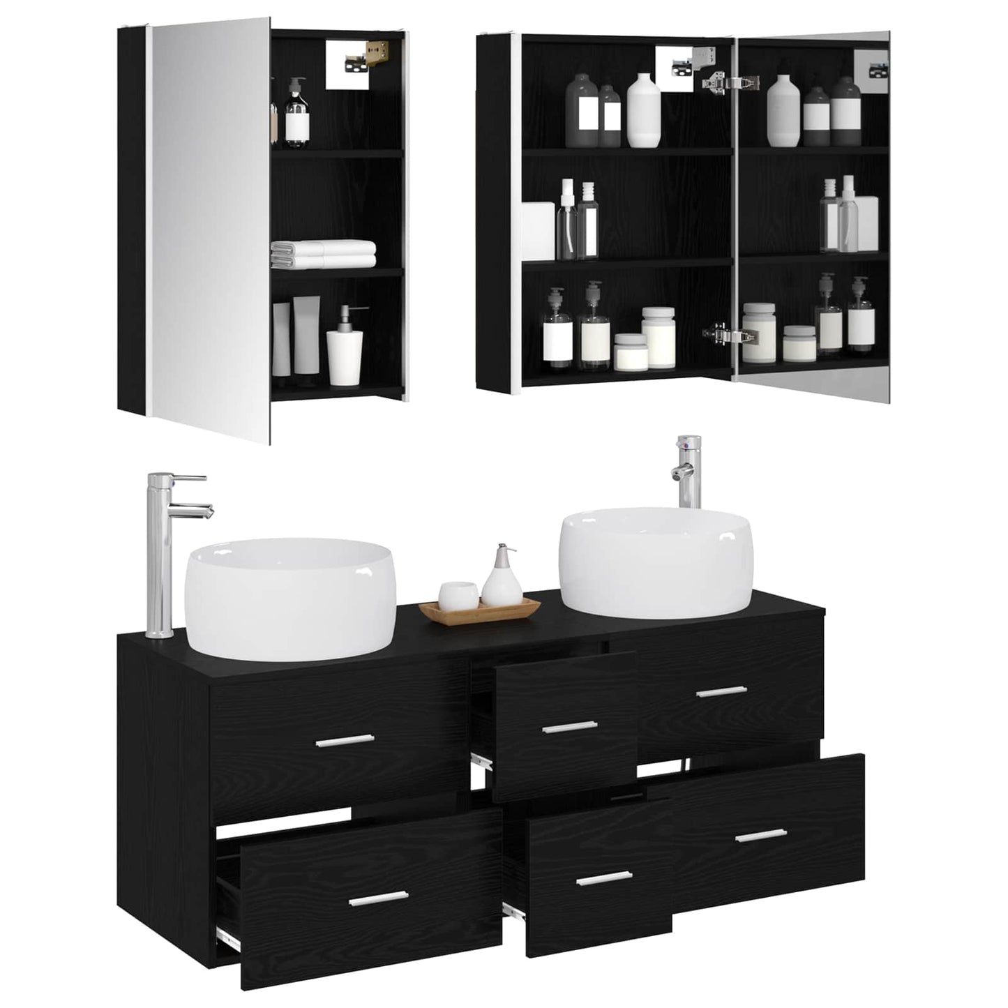 Bathroom Furniture Set 5 pcs Black Oak