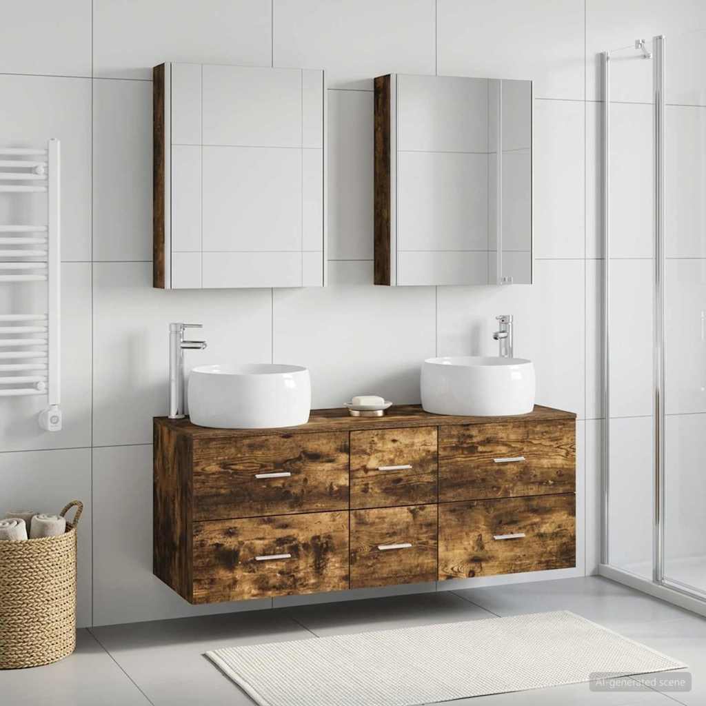 Bathroom Furniture Set 5 pcs Smoked Oak