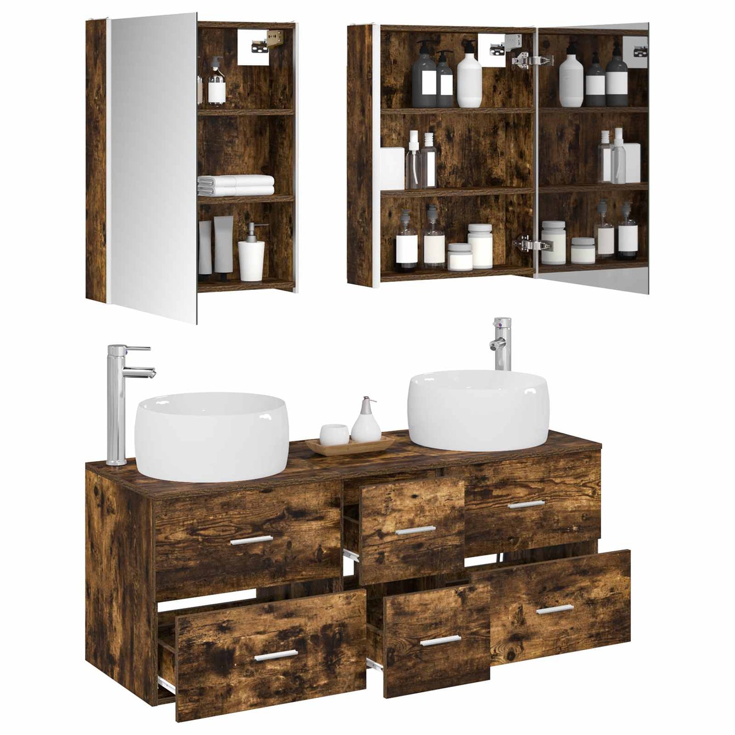 Bathroom Furniture Set 5 pcs Smoked Oak