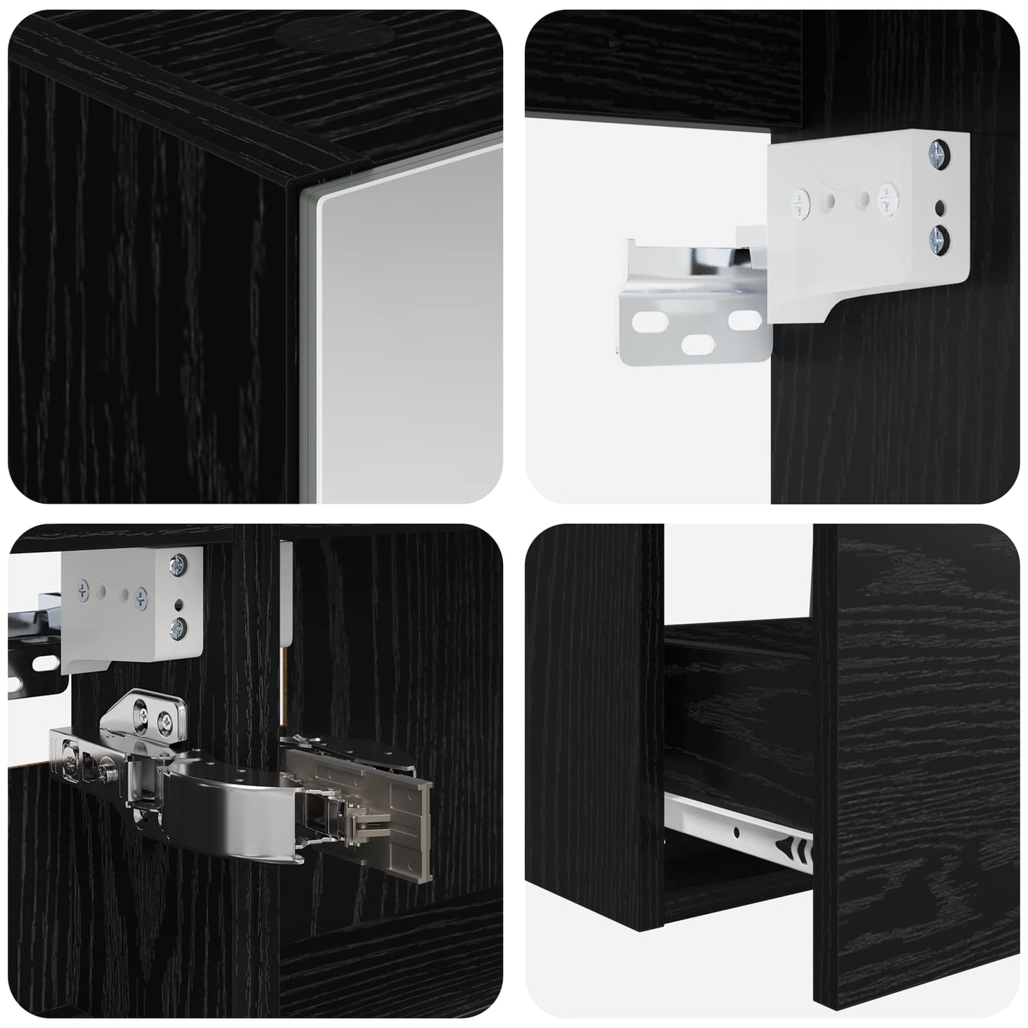 Bathroom Furniture Set 4 pcs Black Oak
