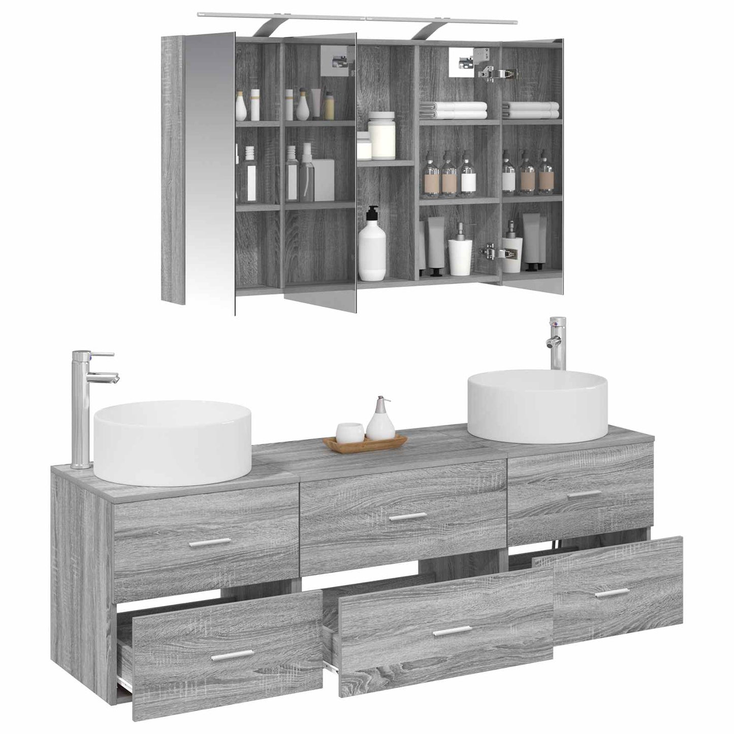 Bathroom Furniture Set 4 pcs Grey Sonoma