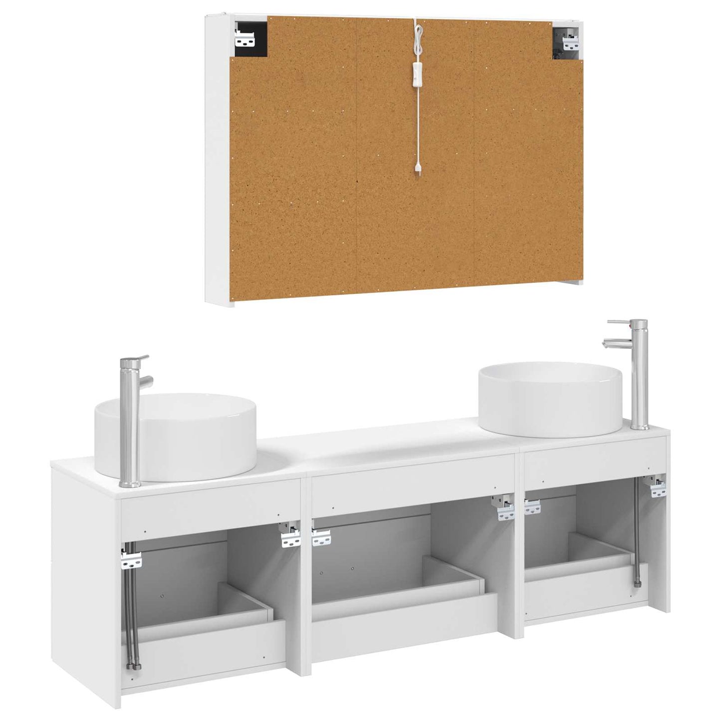 Bathroom Furniture Set 4 pcs White Engineered Wood and Glass