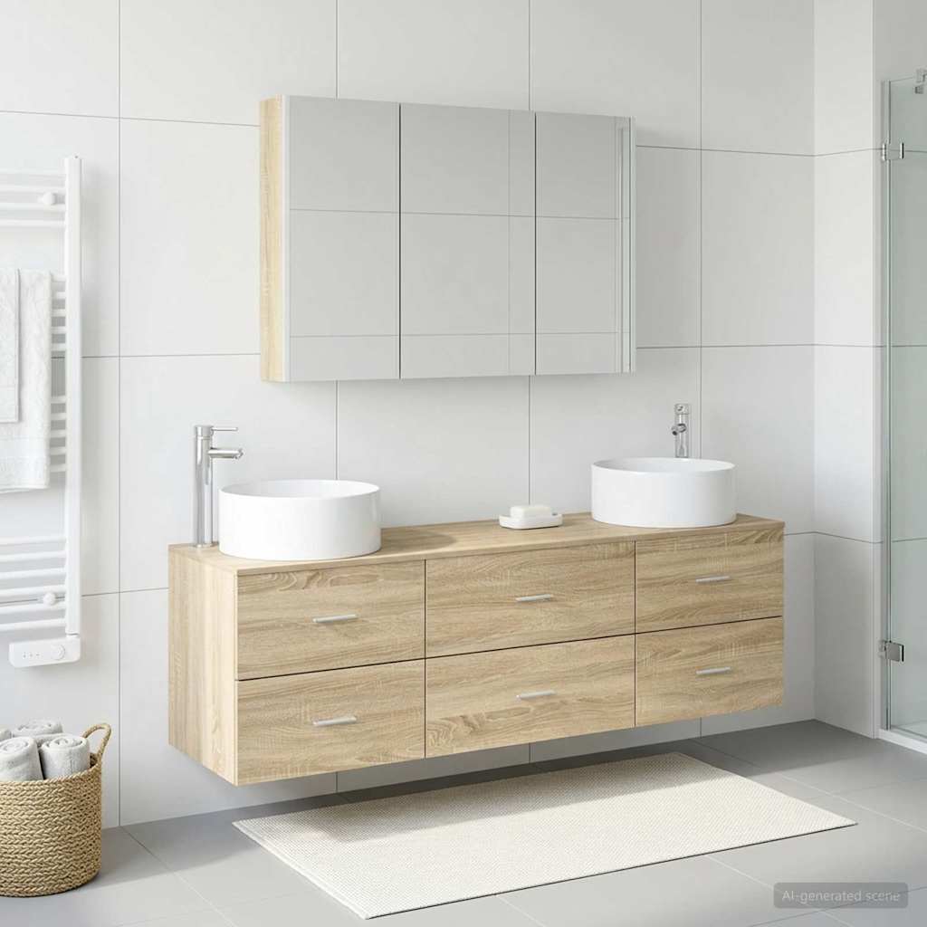 Bathroom Furniture Set 4 pcs Sonoma Oak