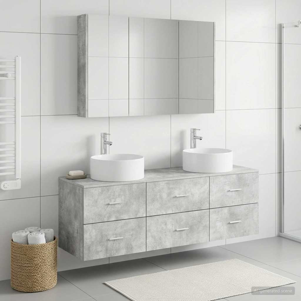 Bathroom Furniture Set 4 pcs Concrete Grey