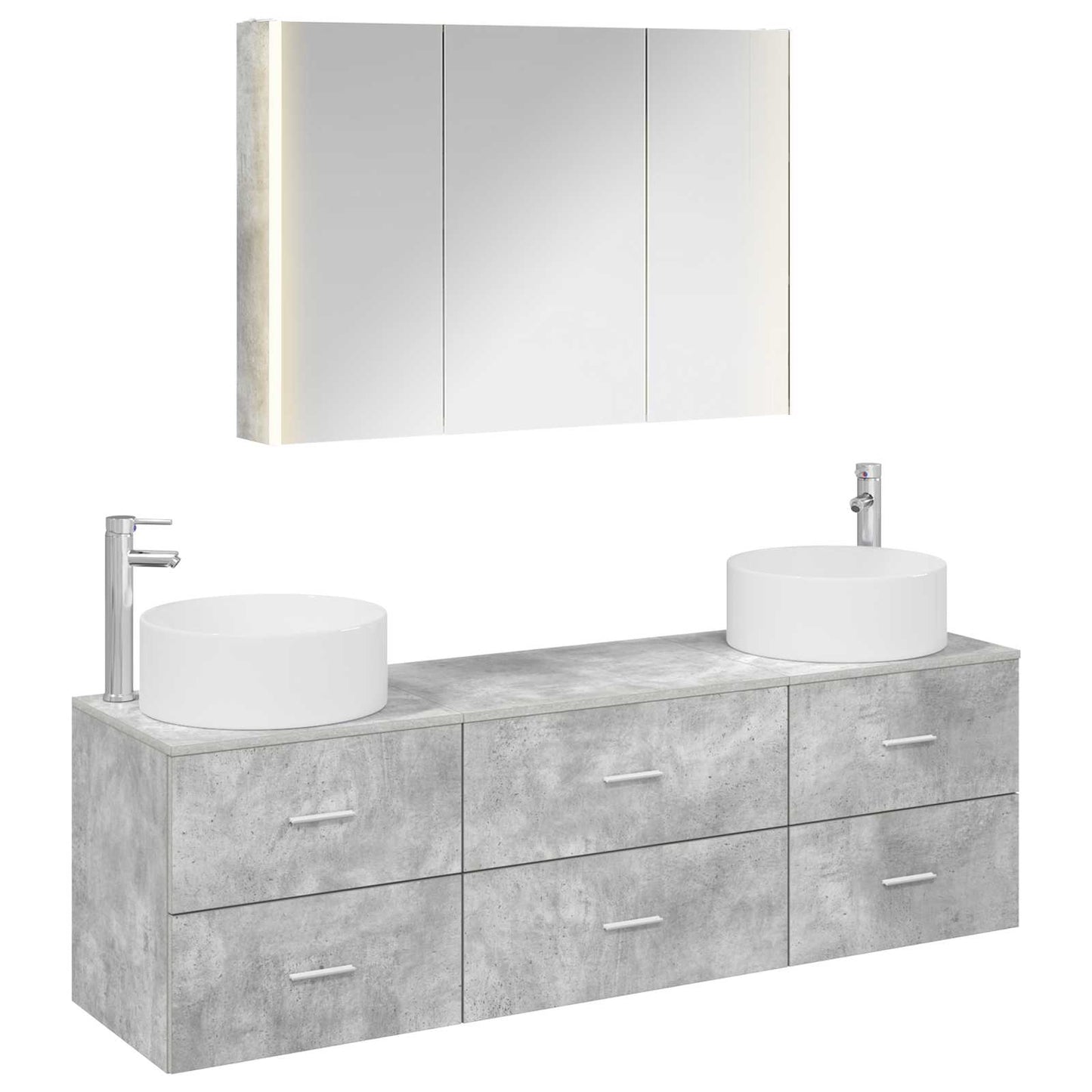 Bathroom Furniture Set 4 pcs Concrete Grey
