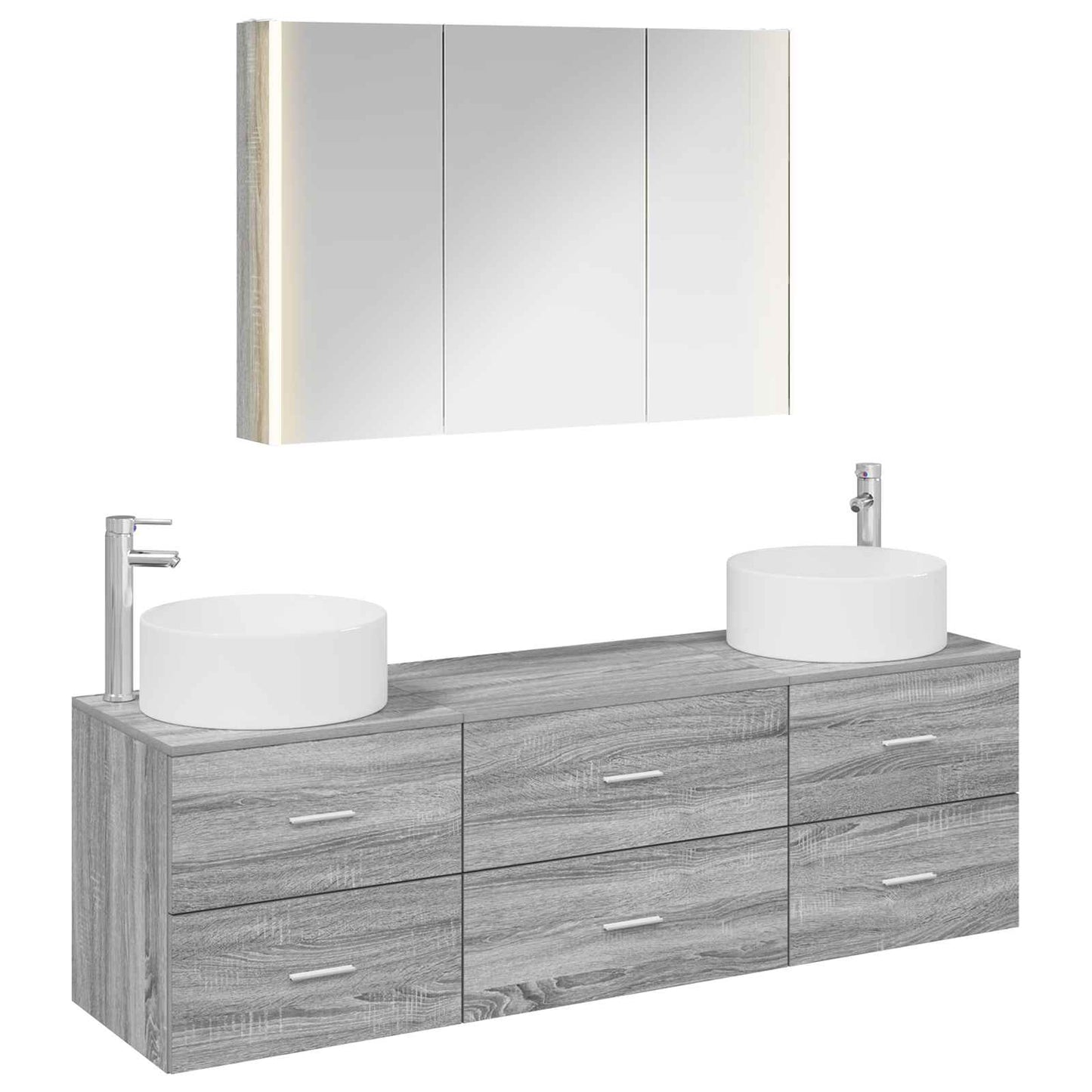 Bathroom Furniture Set 4 pcs Grey Sonoma