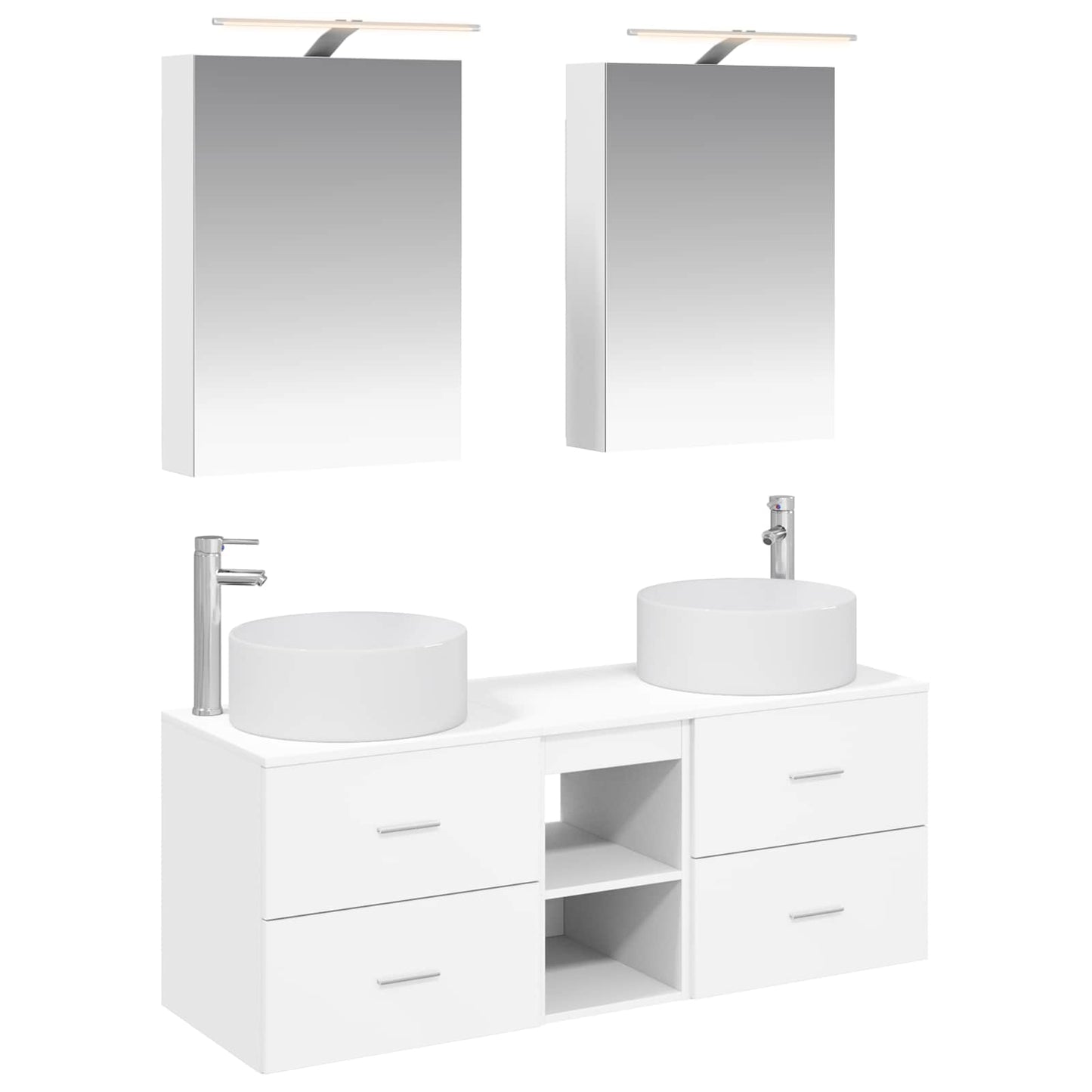 Bathroom Furniture Set 5 pcs White Engineered Wood and Glass
