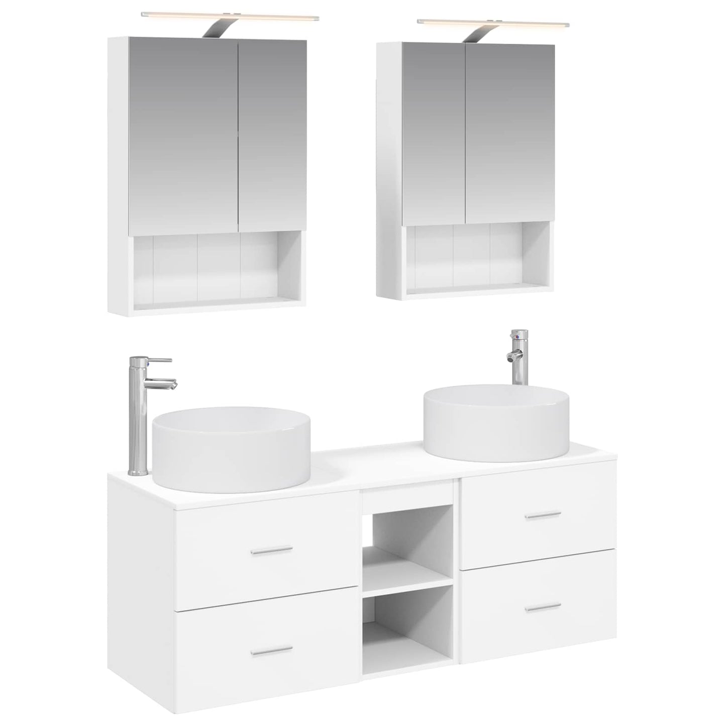 Bathroom Furniture Set 5 pcs White Engineered Wood and Glass