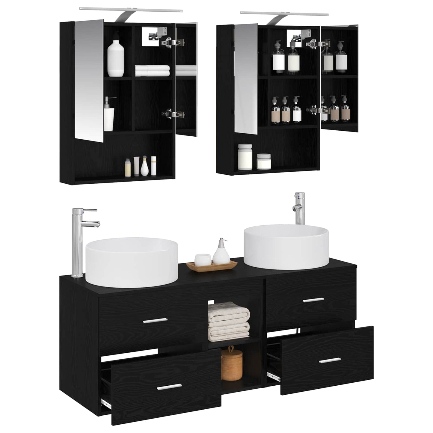 Bathroom Furniture Set 5 pcs Black Oak