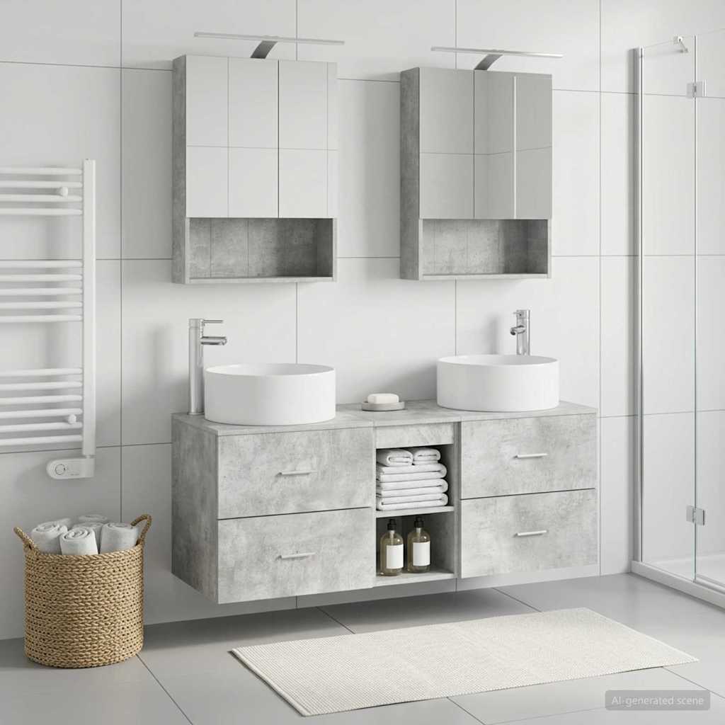 Bathroom Furniture Set 5 pcs Concrete Grey