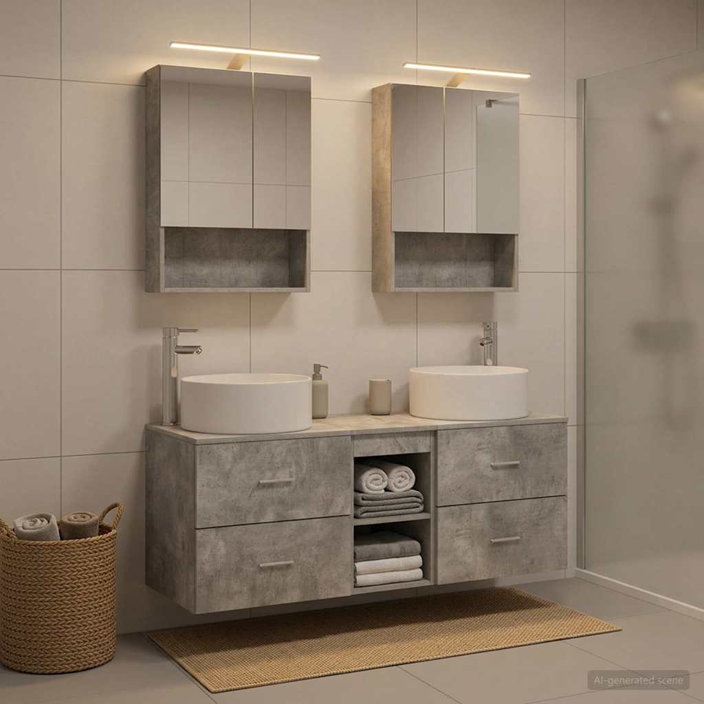 Bathroom Furniture Set 5 pcs Concrete Grey