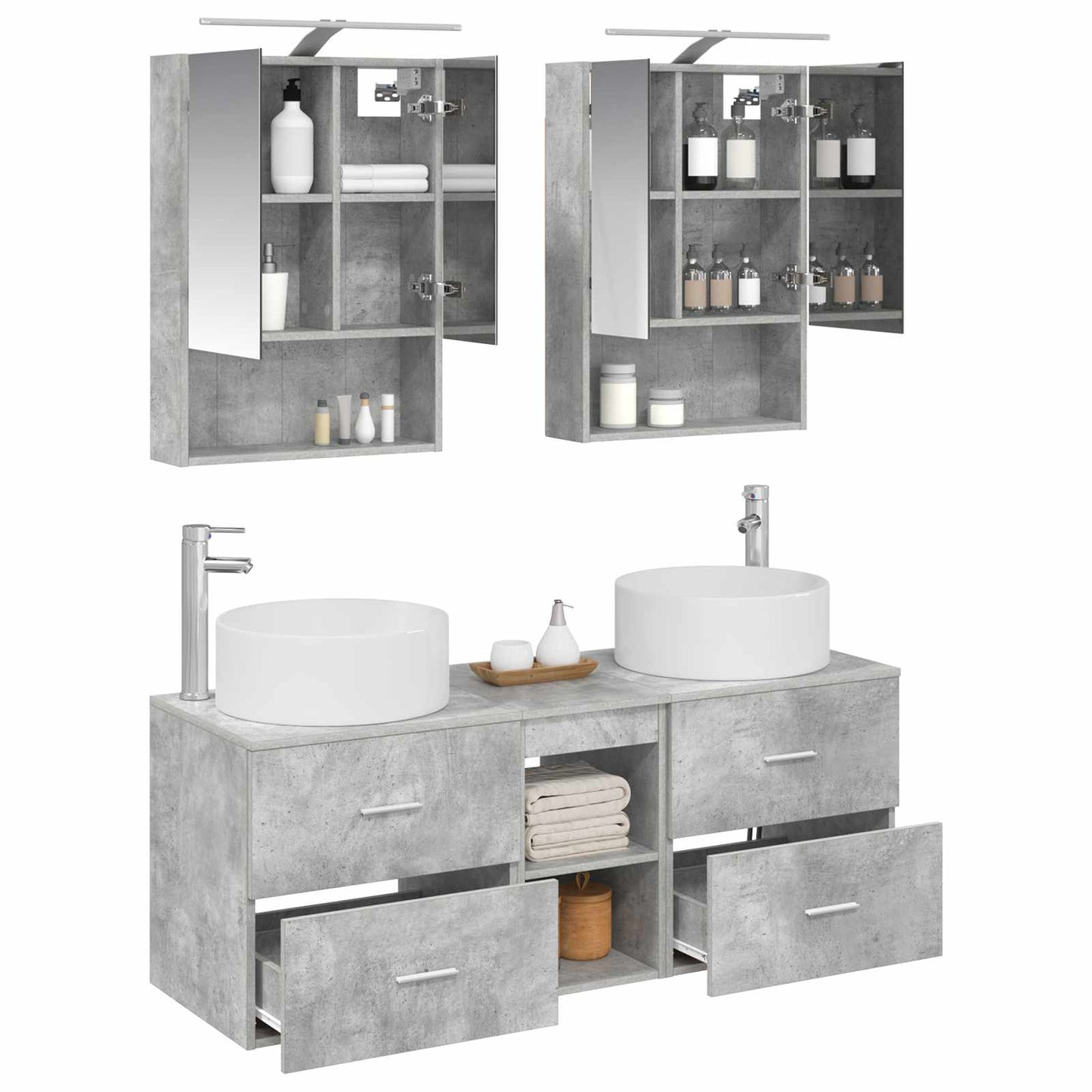 Bathroom Furniture Set 5 pcs Concrete Grey