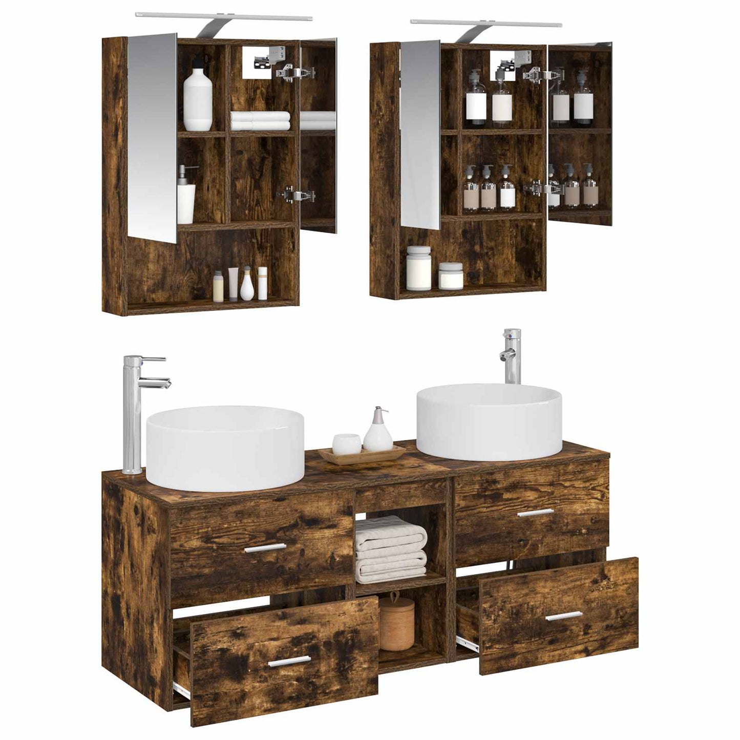 Bathroom Furniture Set 5 pcs Smoked Oak