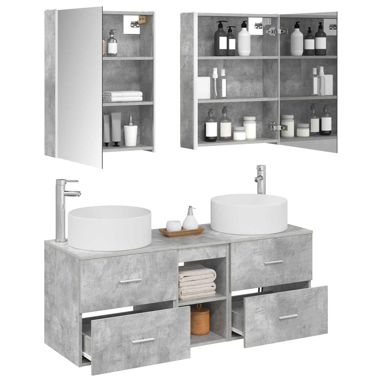 Bathroom Furniture Set 5 pcs Concrete Grey