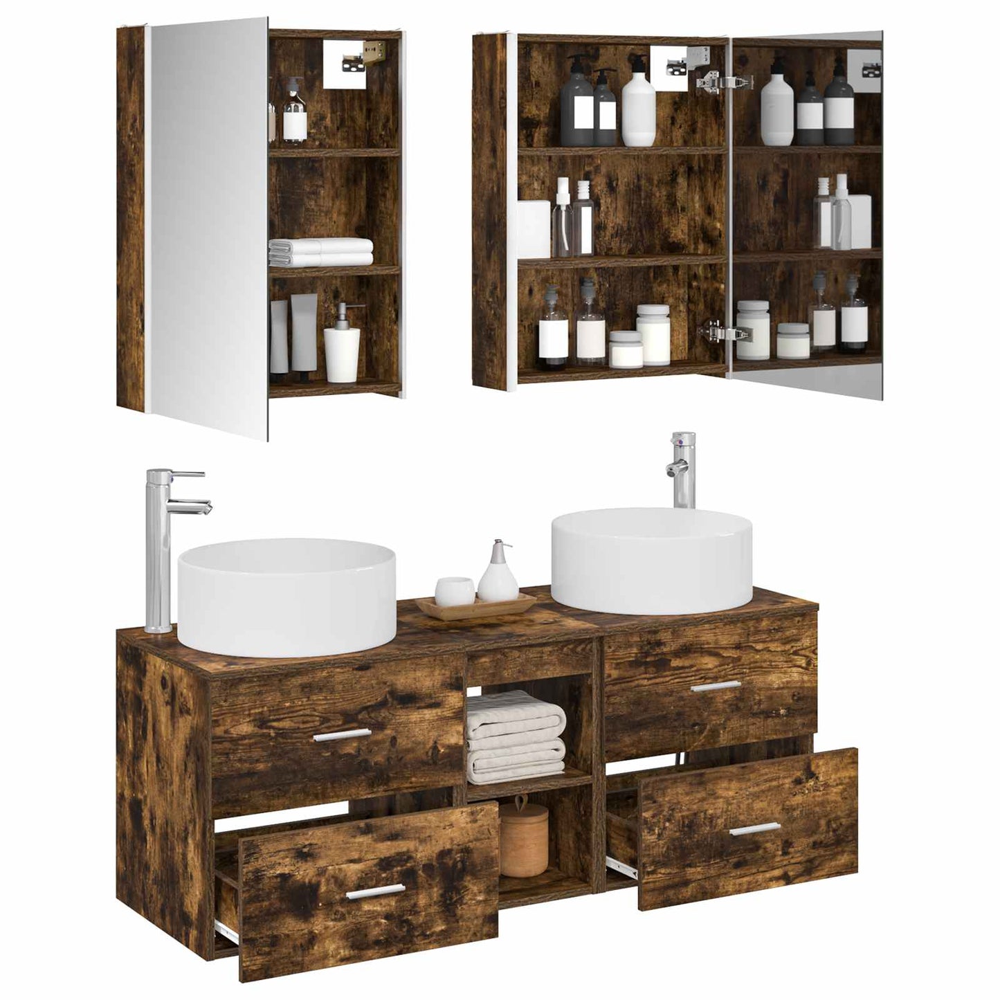 Bathroom Furniture Set 5 pcs Smoked Oak