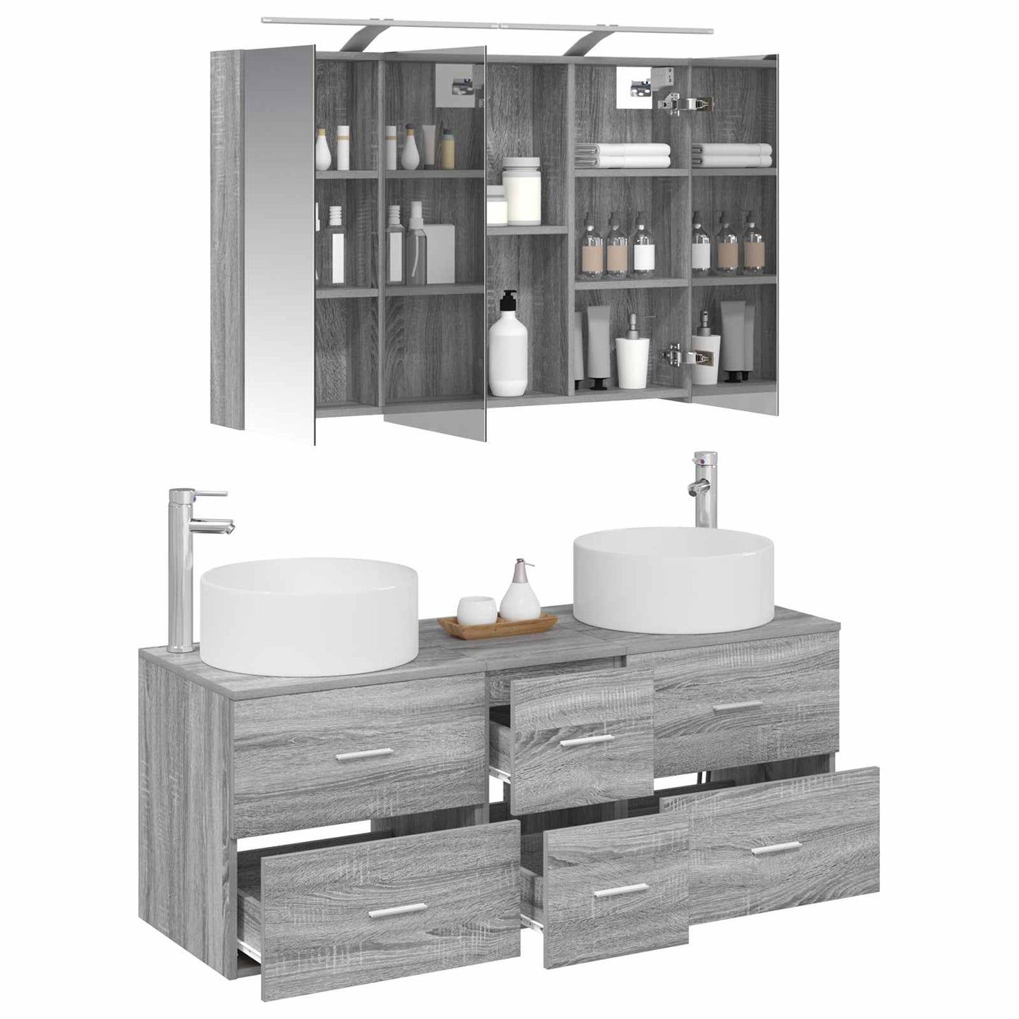 Bathroom Furniture Set 4 pcs Grey Sonoma