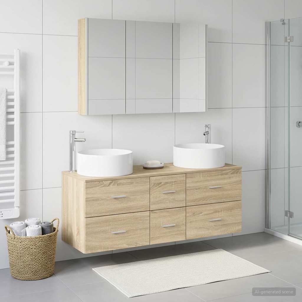 Bathroom Furniture Set 4 pcs Sonoma Oak