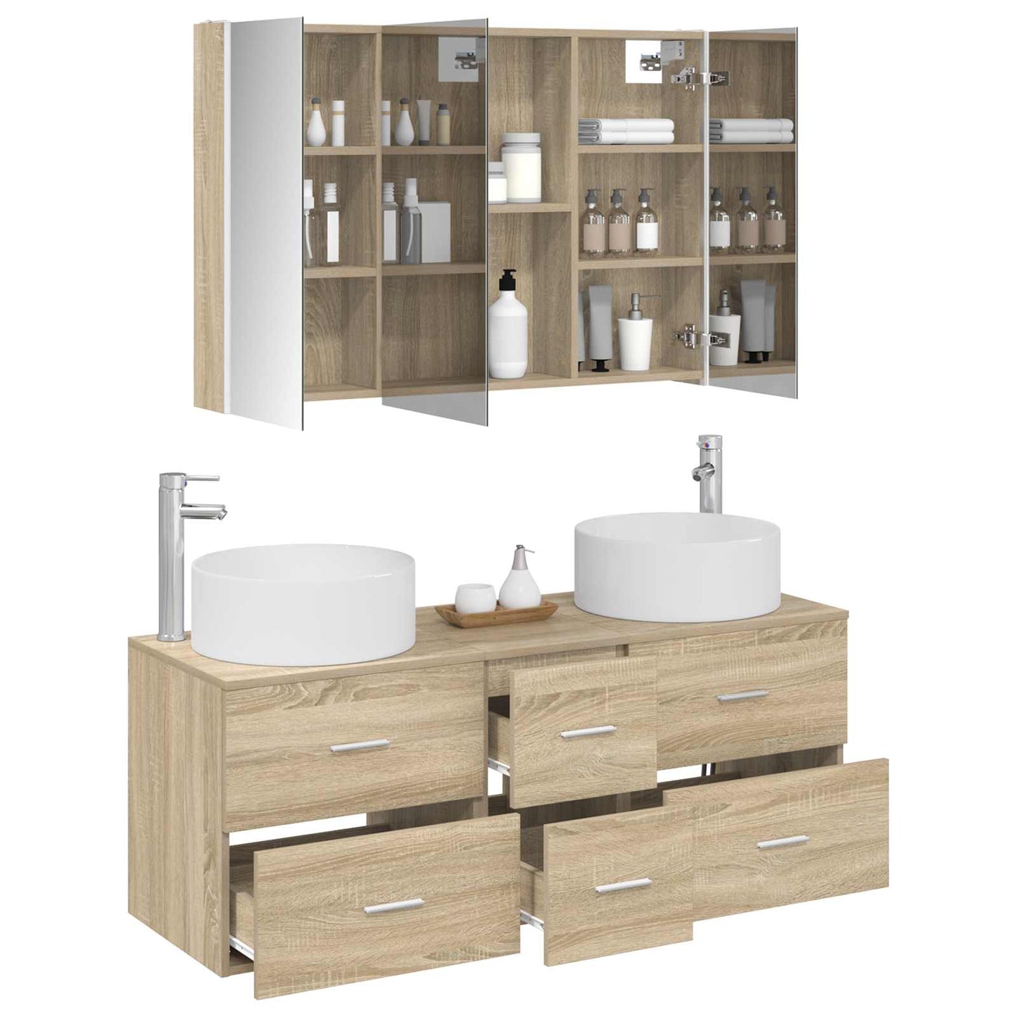 Bathroom Furniture Set 4 pcs Sonoma Oak