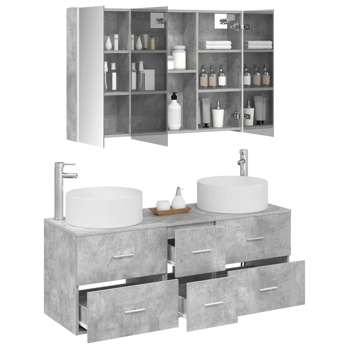 Bathroom Furniture Set 4 pcs Concrete Grey