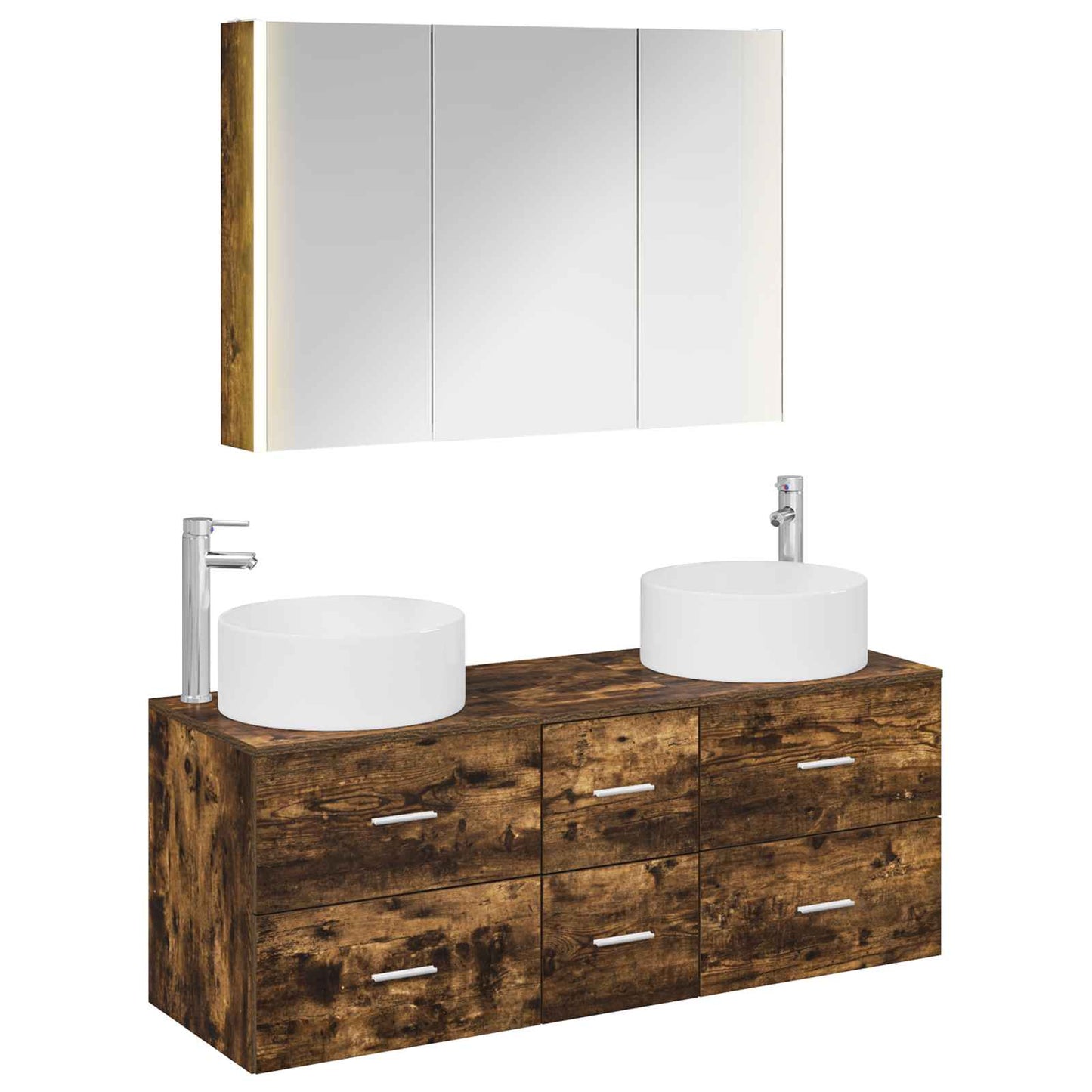 Bathroom Furniture Set 4 pcs Smoked Oak