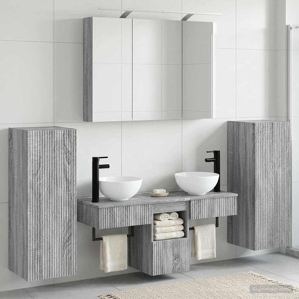Bathroom Furniture Set 6 pcs Grey Sonoma