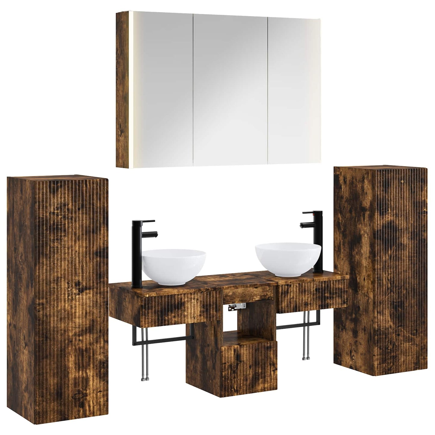 Bathroom Furniture Set 6 pcs Smoked Oak