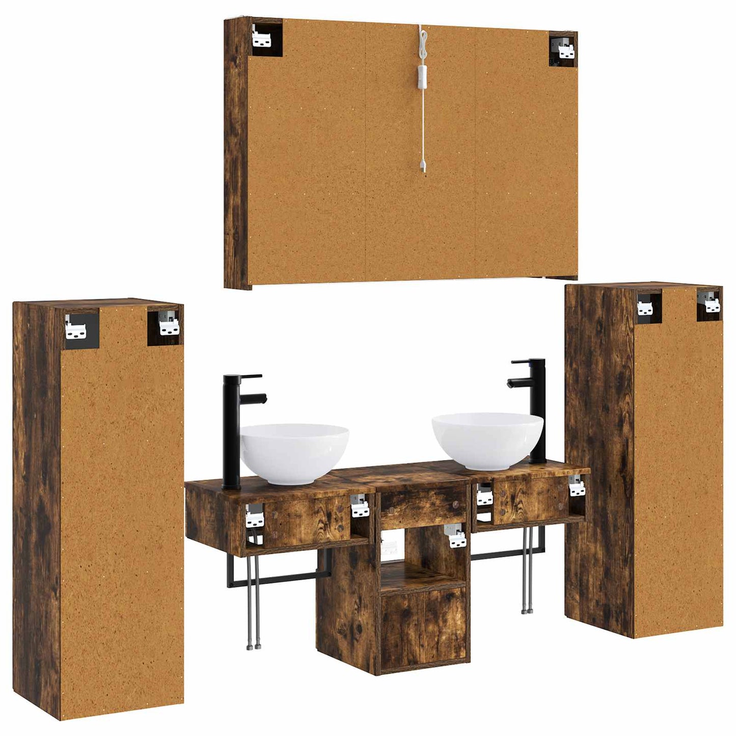Bathroom Furniture Set 6 pcs Smoked Oak