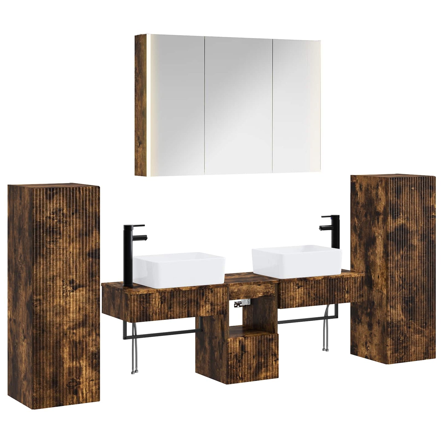 Bathroom Furniture Set 6 pcs Smoked Oak