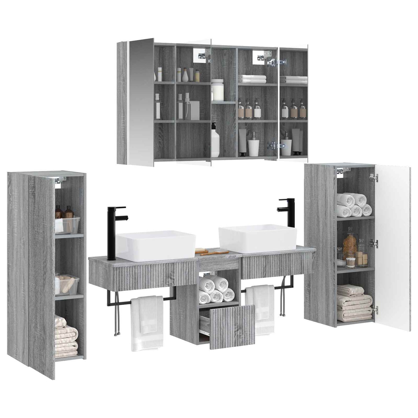 Bathroom Furniture Set 6 pcs Grey Sonoma